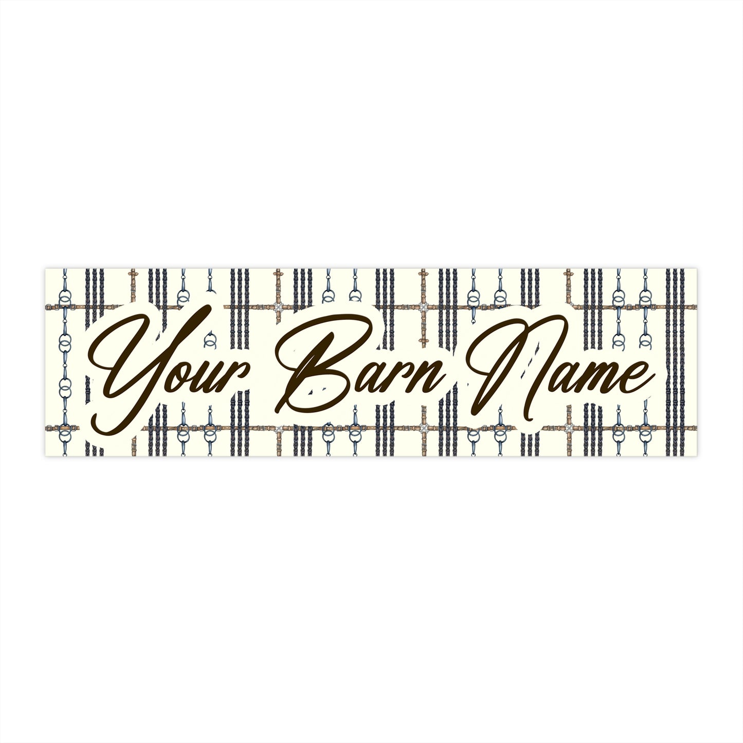 Your Barn Name, Customizable Equestrian Bumper Stickers Ivory