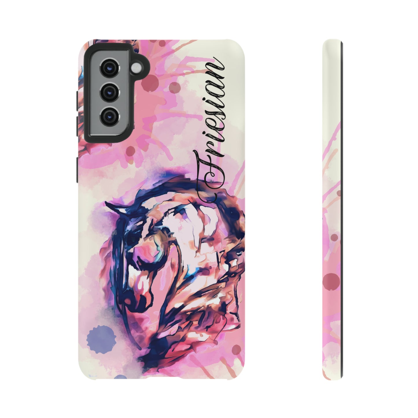 Friesian Watercolor Flower crown Horse Horse Lover Gift Study Tough Case Phone Case.