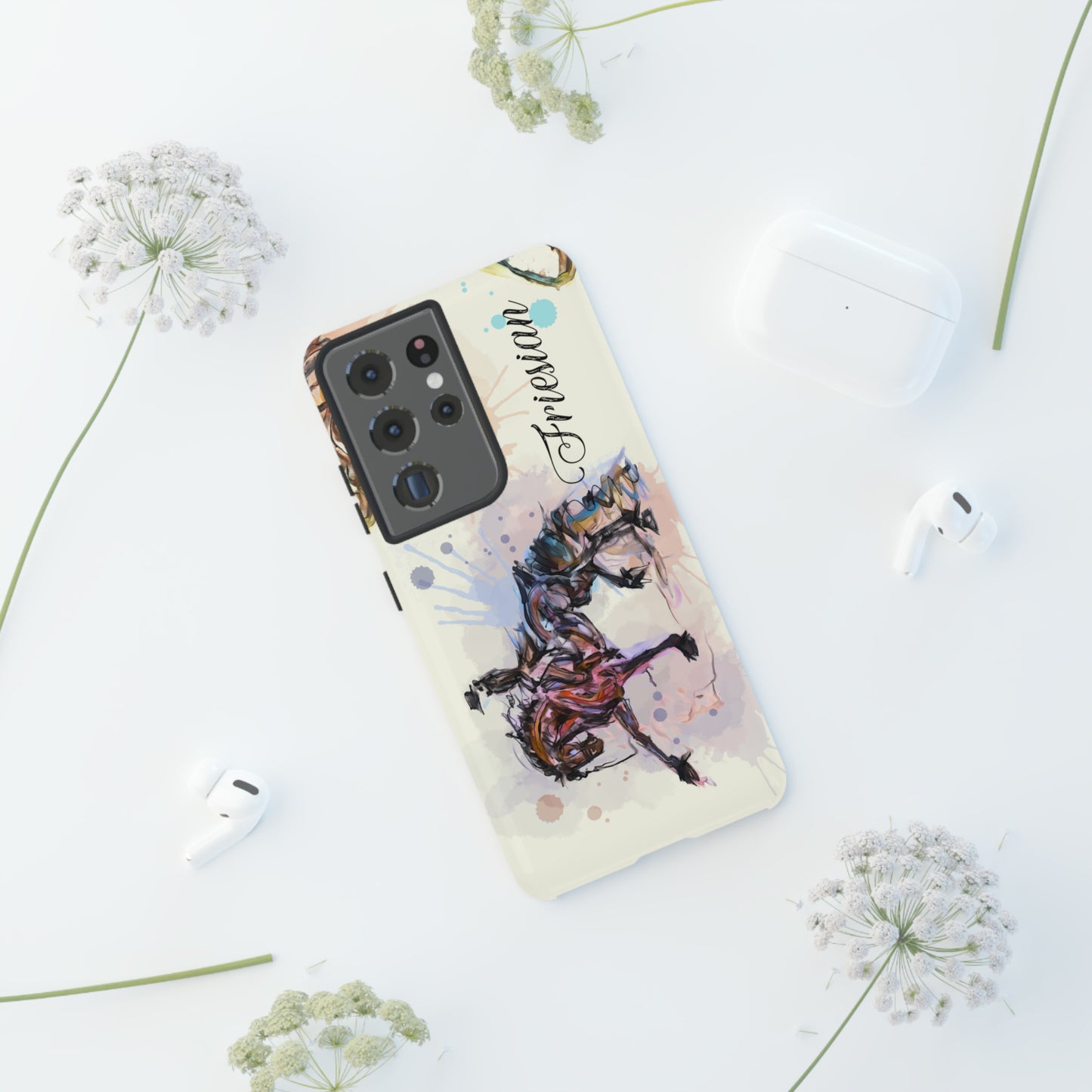 Friesian Watercolor Horse Horse Lover Gift Study Tough Case Phone Case.