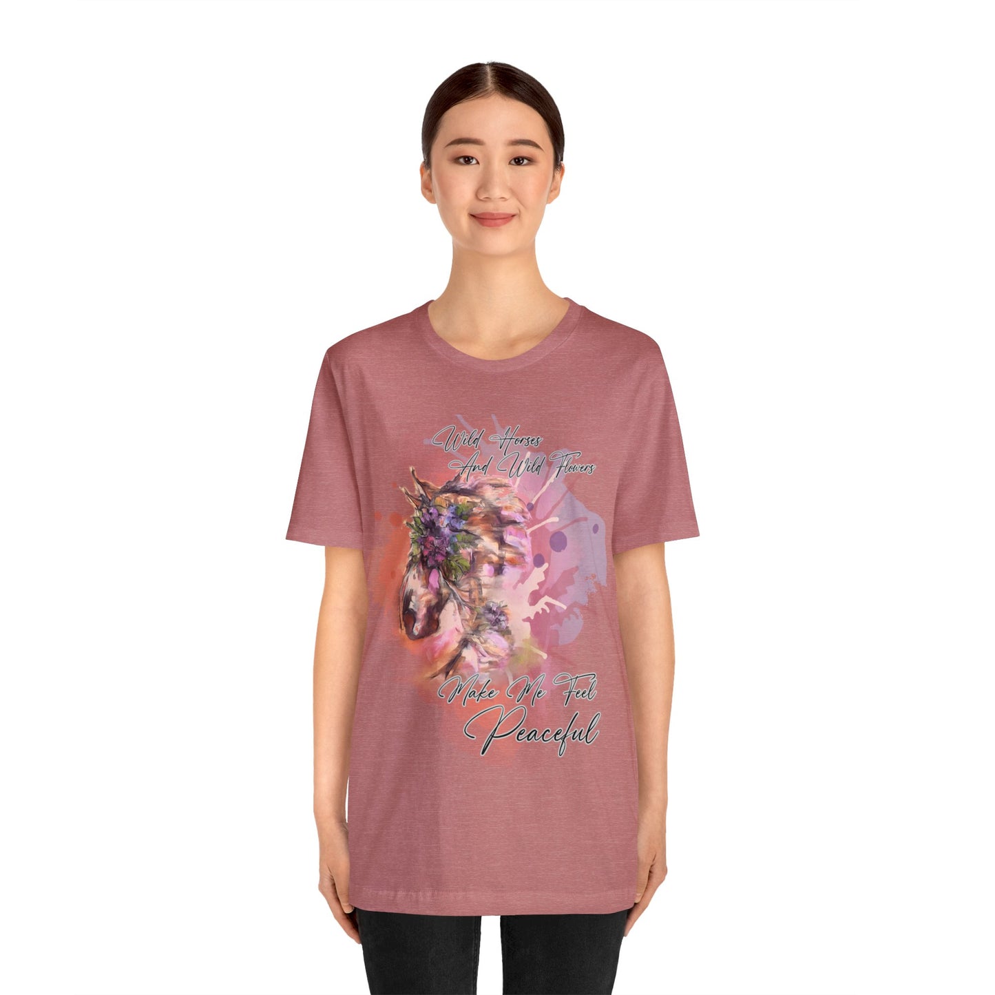 Inspirational Equestrian Horse and Flowers Art Unisex Jersey Short Sleeve Tee