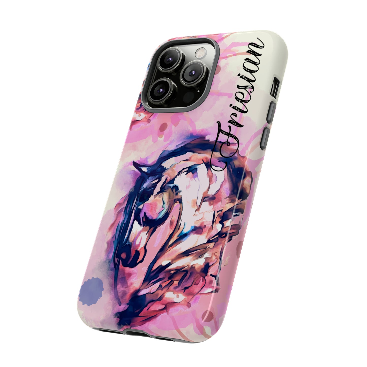Friesian Watercolor Flower crown Horse Horse Lover Gift Study Tough Case Phone Case.
