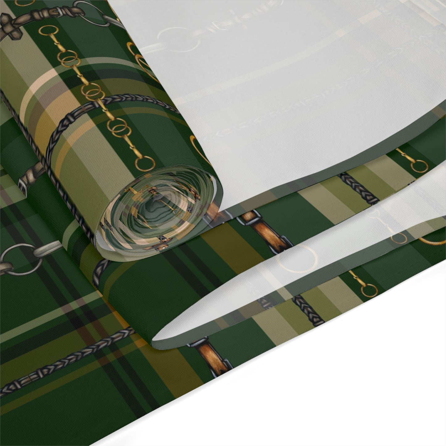 Hunter Green Plaid Bit overlay Motif Table Runner copyright Pending