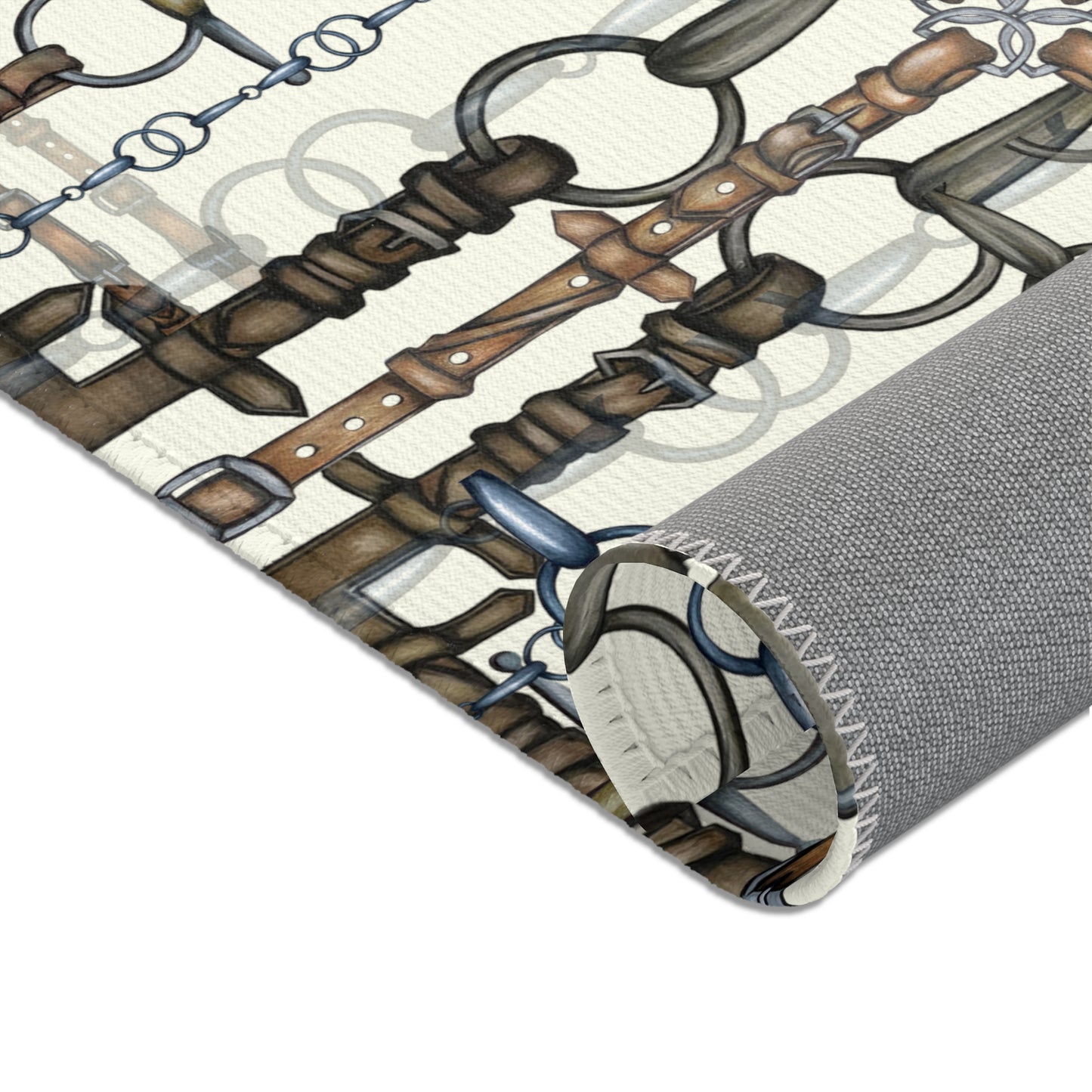 Equestrian Snaffle Bit Pattern Area Rug - Show Stall Mat - Tack Room Rug - Horse Lovers Gift