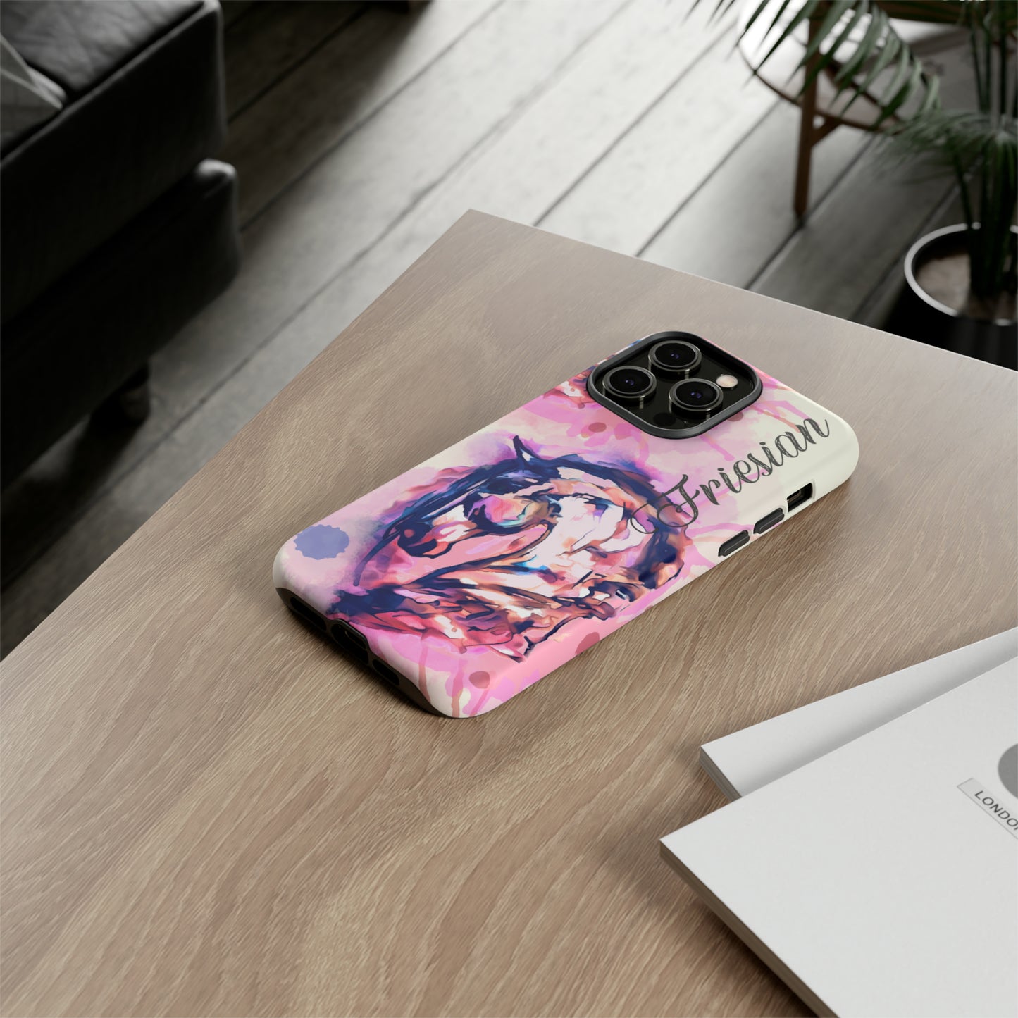 Friesian Watercolor Flower crown Horse Horse Lover Gift Study Tough Case Phone Case.