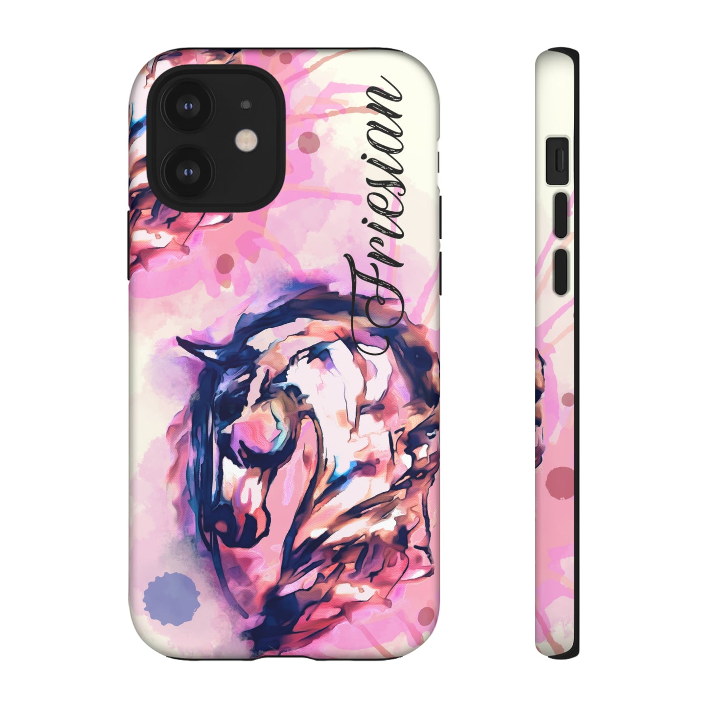Friesian Watercolor Flower crown Horse Horse Lover Gift Study Tough Case Phone Case.