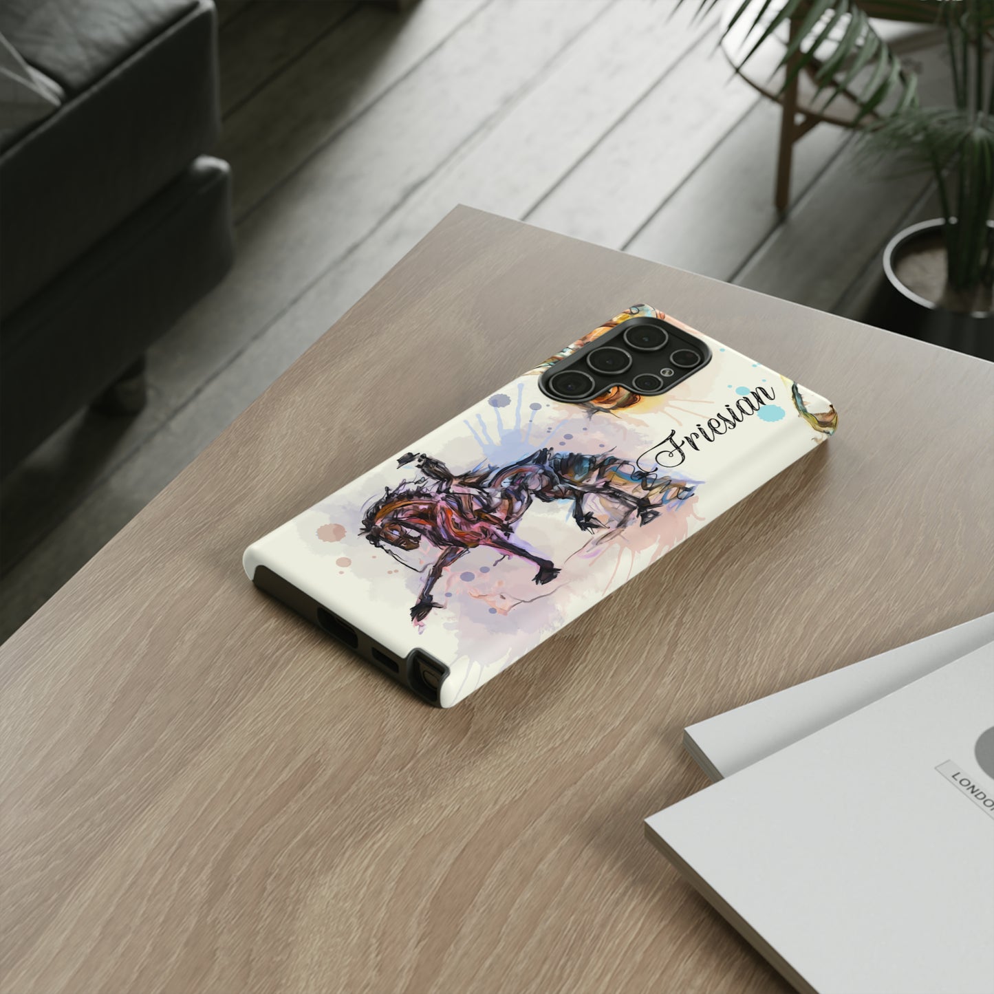 Friesian Watercolor Horse Horse Lover Gift Study Tough Case Phone Case.