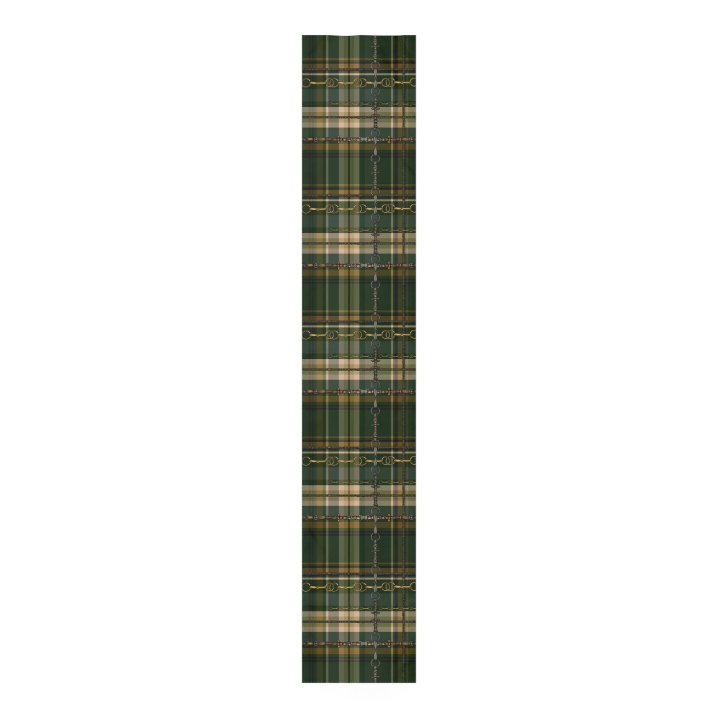 Hunter Green Plaid Bit overlay Motif Table Runner copyright Pending