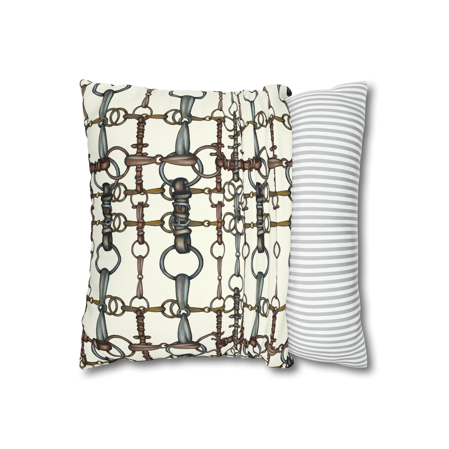 Double sided equestrian bit pattern Polyester Pillowcase 24x24