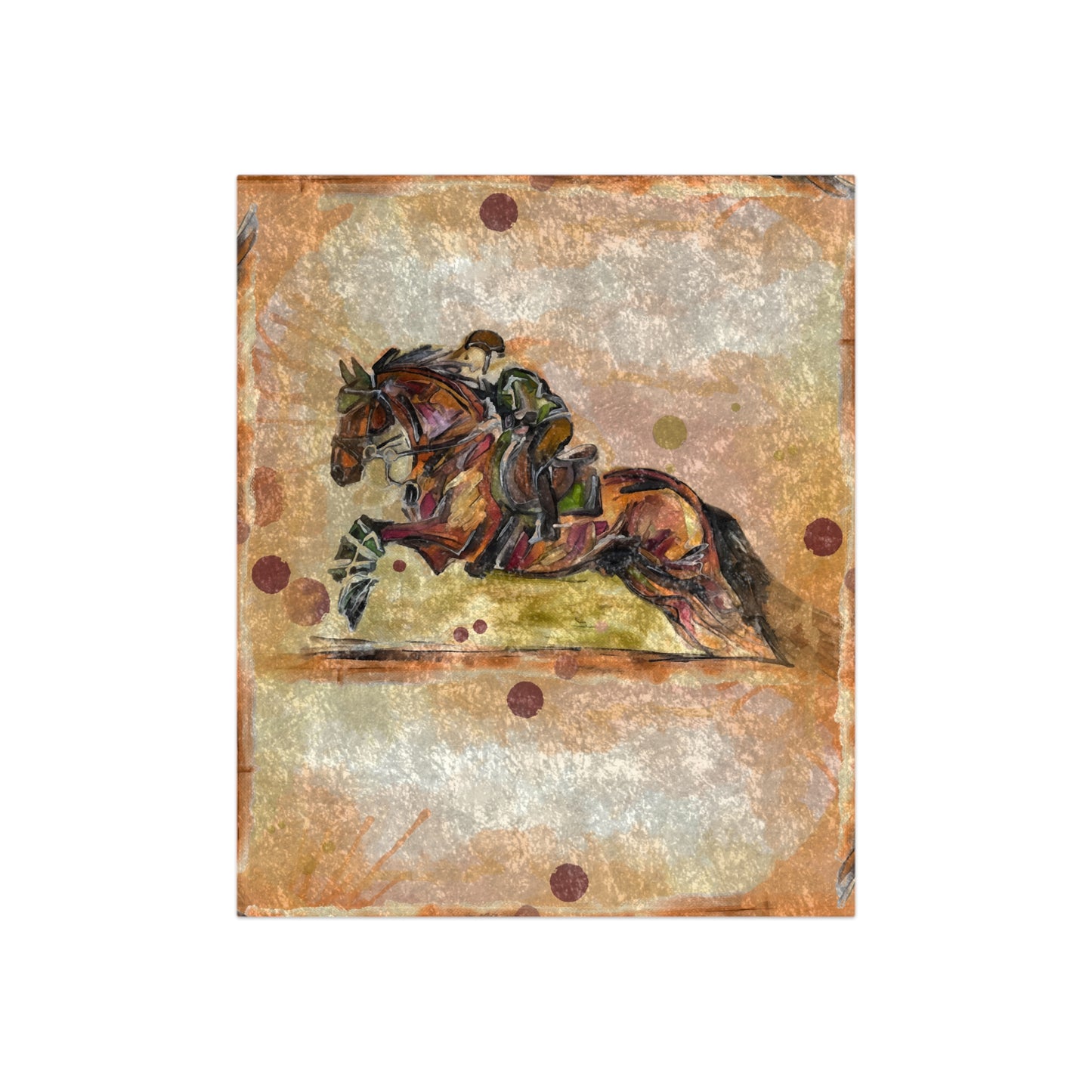 Hunter Jumper Eventing Fox and Hound equestrian crushed Velvet Throw.