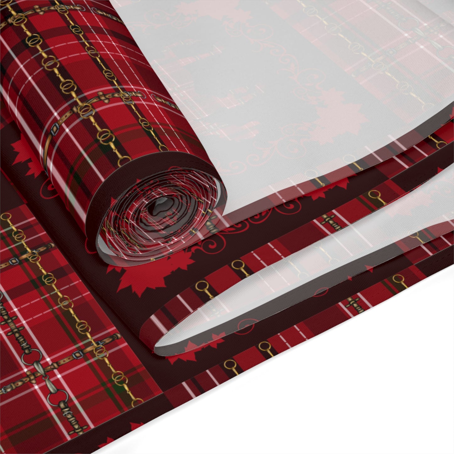 Burgundy and Traditional Christmas Red Table Runner, Equestrian Christmas Decor