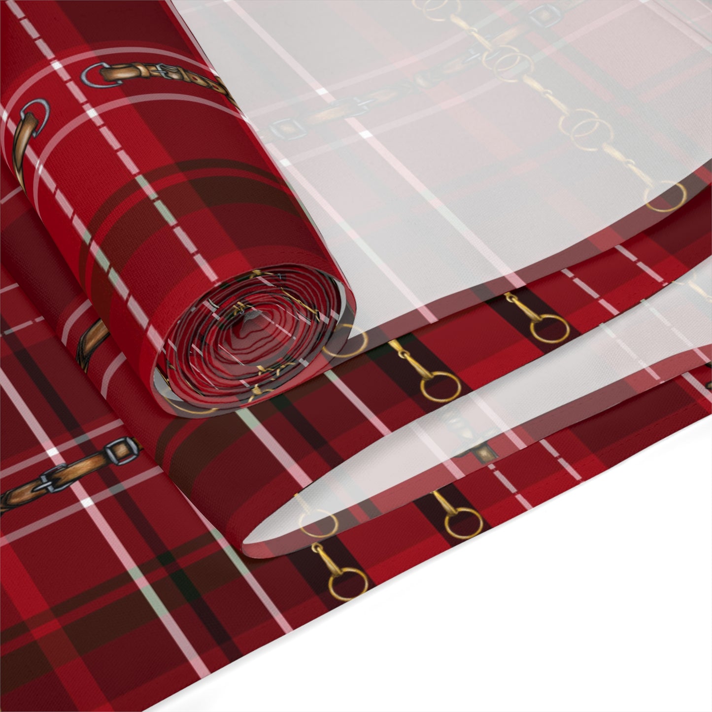 Traditional Christmas Red Equestrian Plaid Table Runner