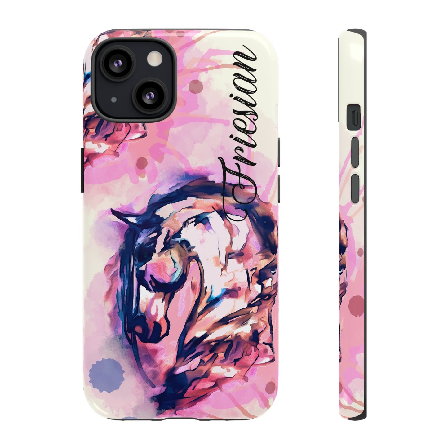 Friesian Watercolor Flower crown Horse Horse Lover Gift Study Tough Case Phone Case.