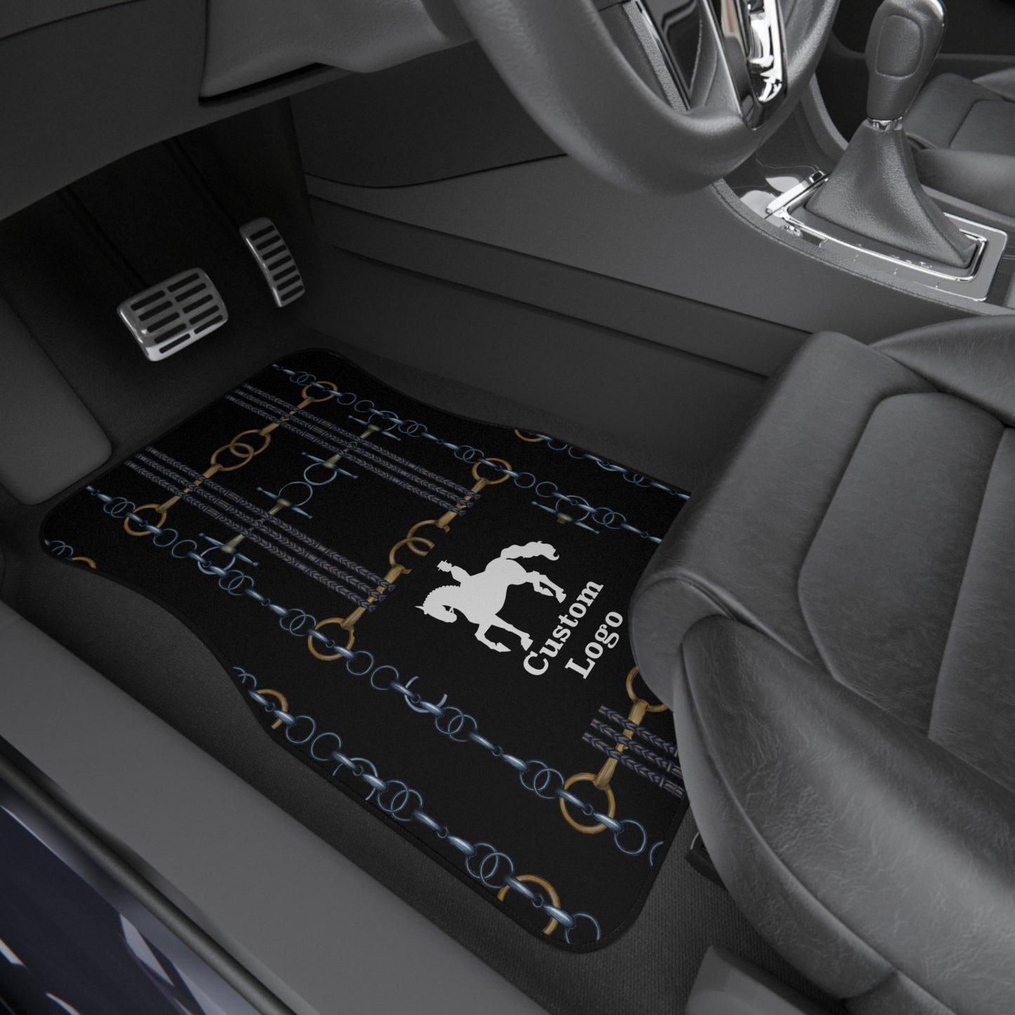 Customizable Reins and Bit Pattern Car Mats (Set of 4)