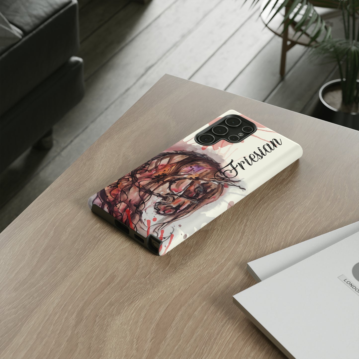 Friesian Watercolor Flower crown Horse Horse Lover Gift Study Tough Case Phone Case.