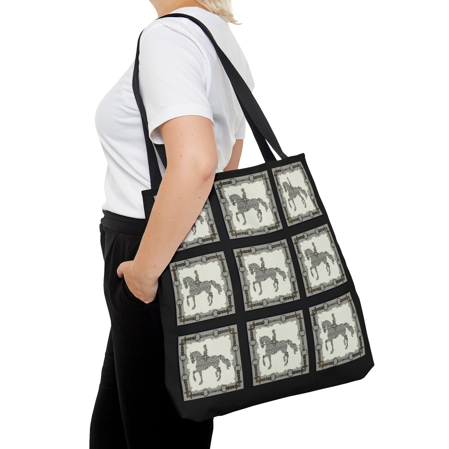 Dressage Horse Black Tote Bag