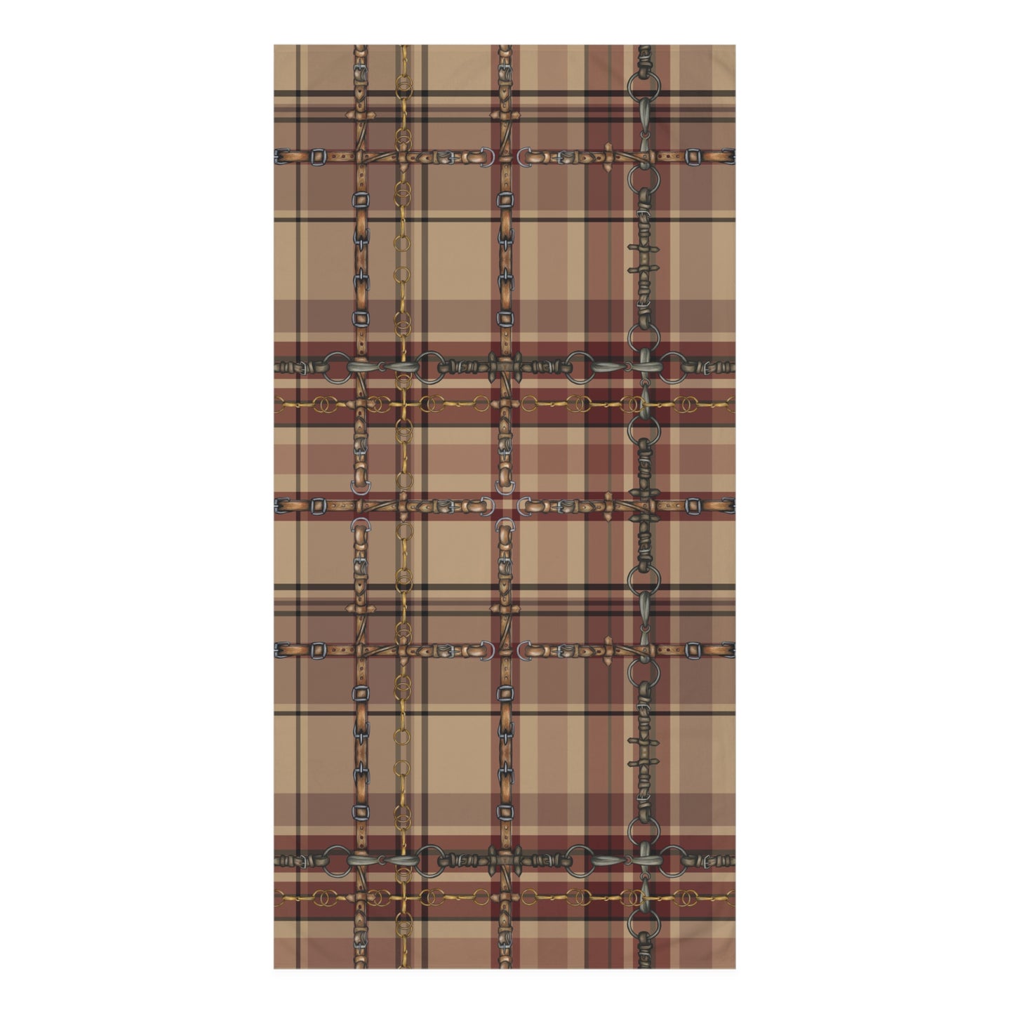 country Christmas Plaid and Bit And Reins Design . My artwork on Plaid Horse Luxury Bath Towel