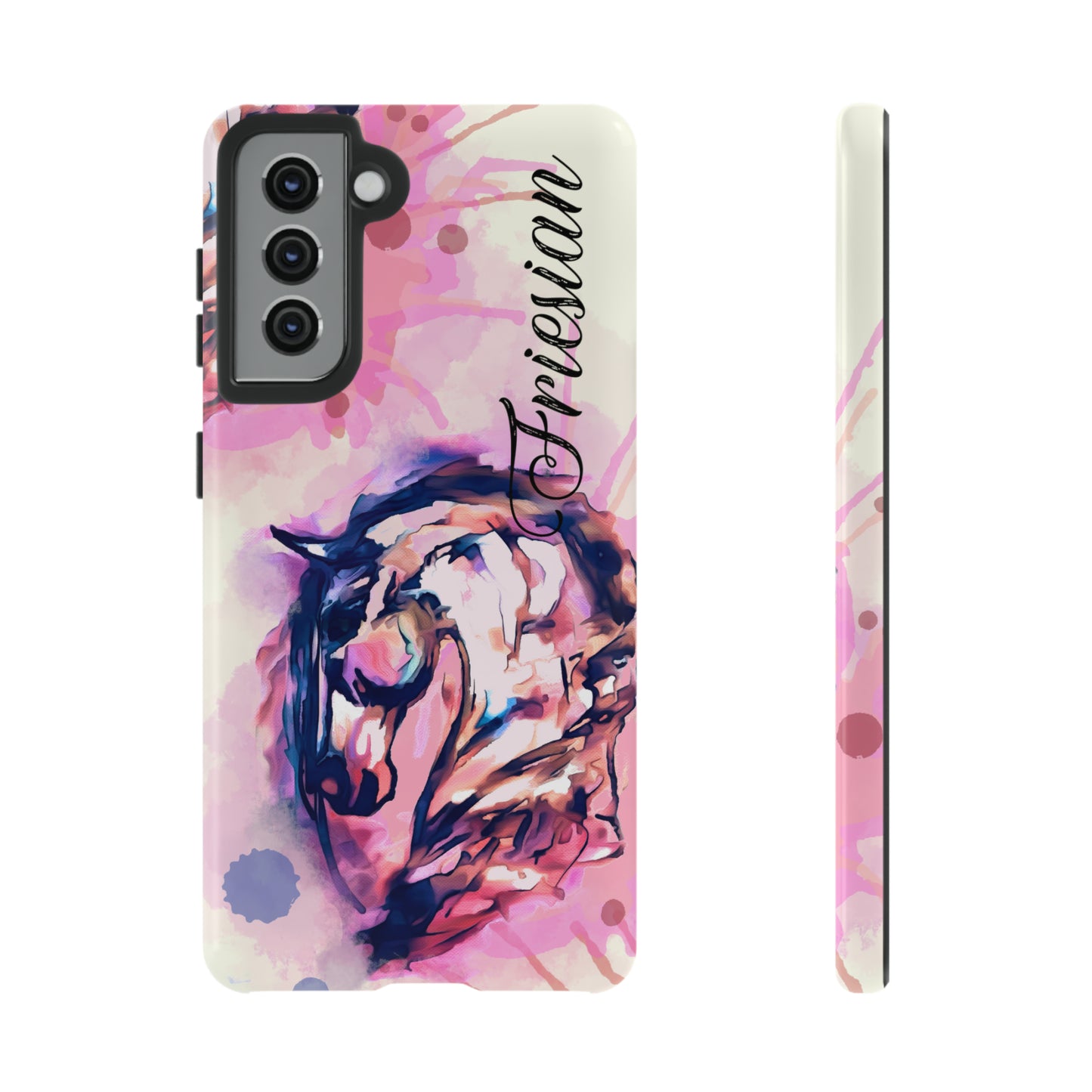 Friesian Watercolor Flower crown Horse Horse Lover Gift Study Tough Case Phone Case.