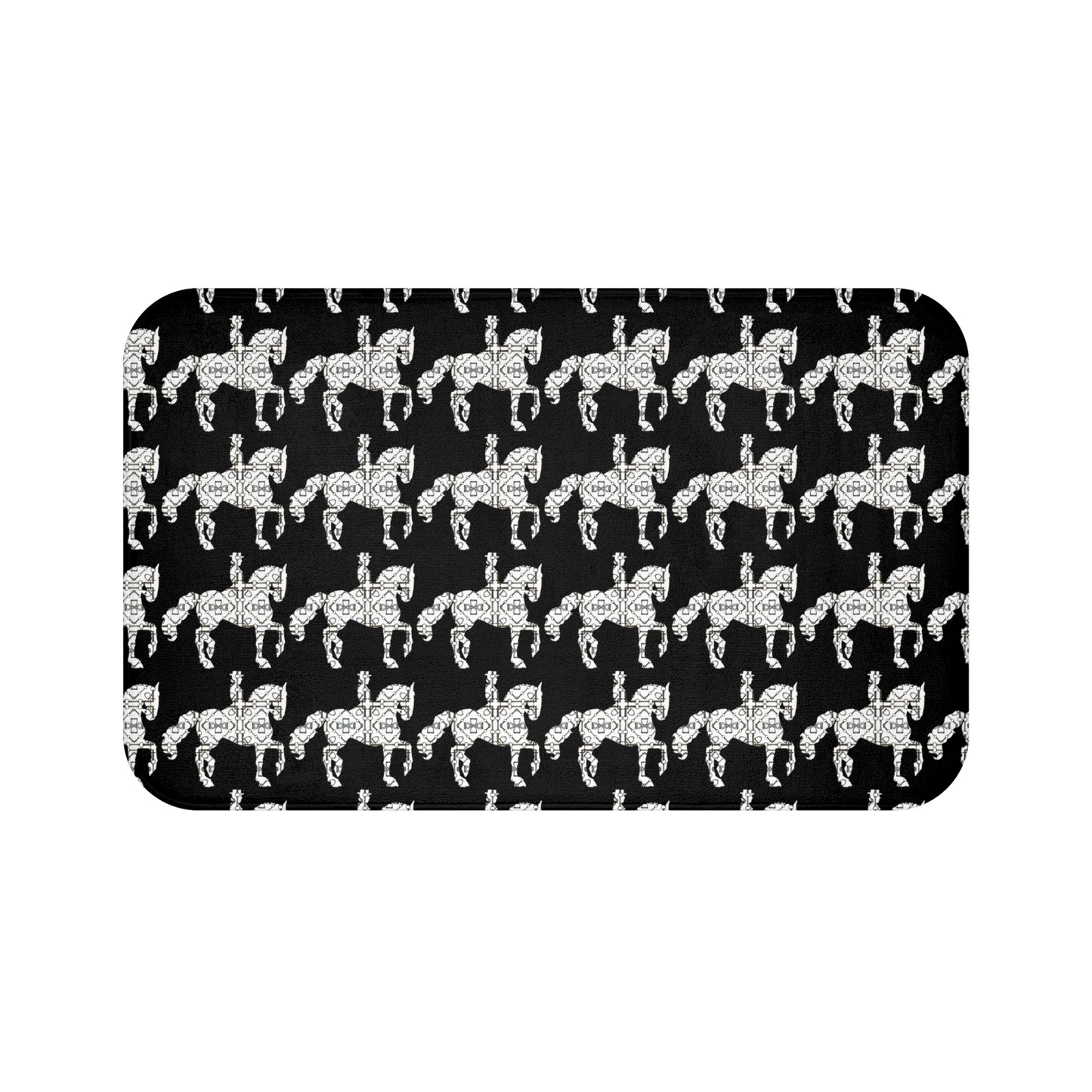 Black Dressage Horse Bath Mat Equestrian Home Decor