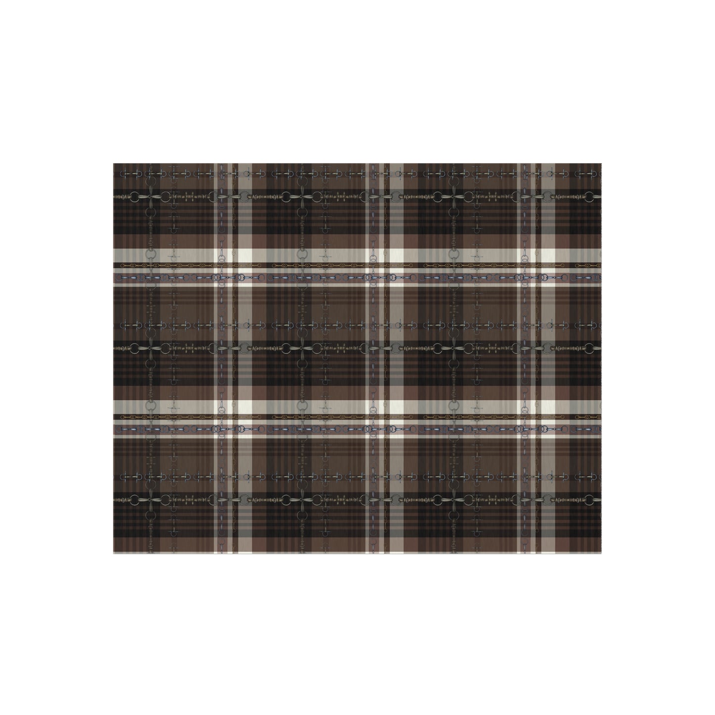 Equestrian plaid and snaffle bit Indoor/Outdoor Rug