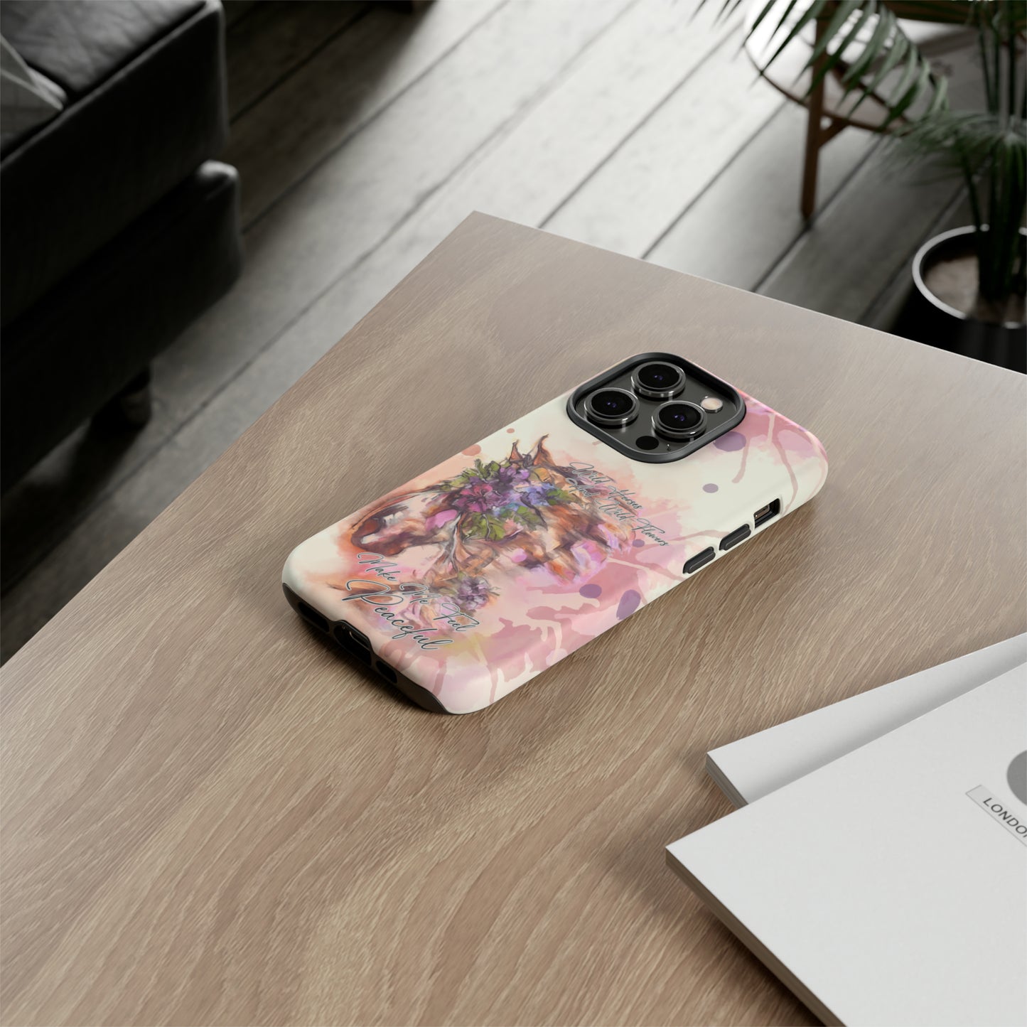 Romantic Equestrian Watercolor Horse Horse Lover Gift Study Tough Case Phone Case.