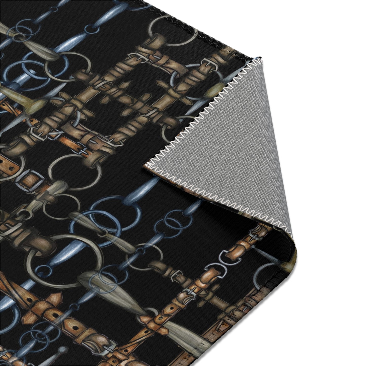 Equestrian Snaffle Bit Pattern Area Rug - Show Stall Mat - Tack Room Rug - Horse Lovers Gift