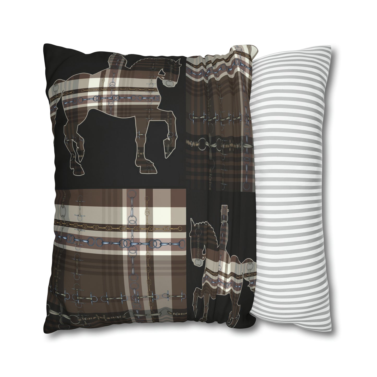 Piaffe Plaid Dressage Double sided equestrian bit pattern Polyester PILLOW CASE Pillow Cover 24x24