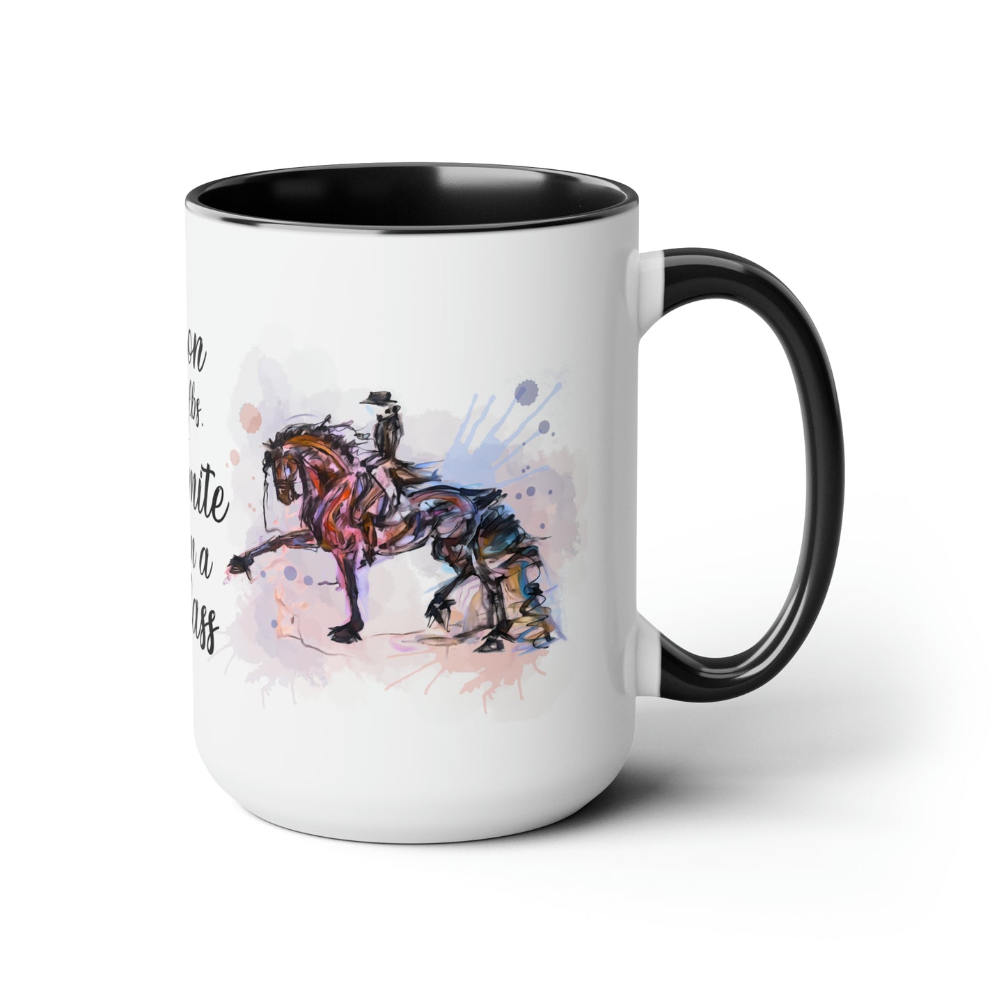 I am a Badass Watercolor Mug . Horse Lover Gift -Two-Tone Coffee Mugs, 15oz