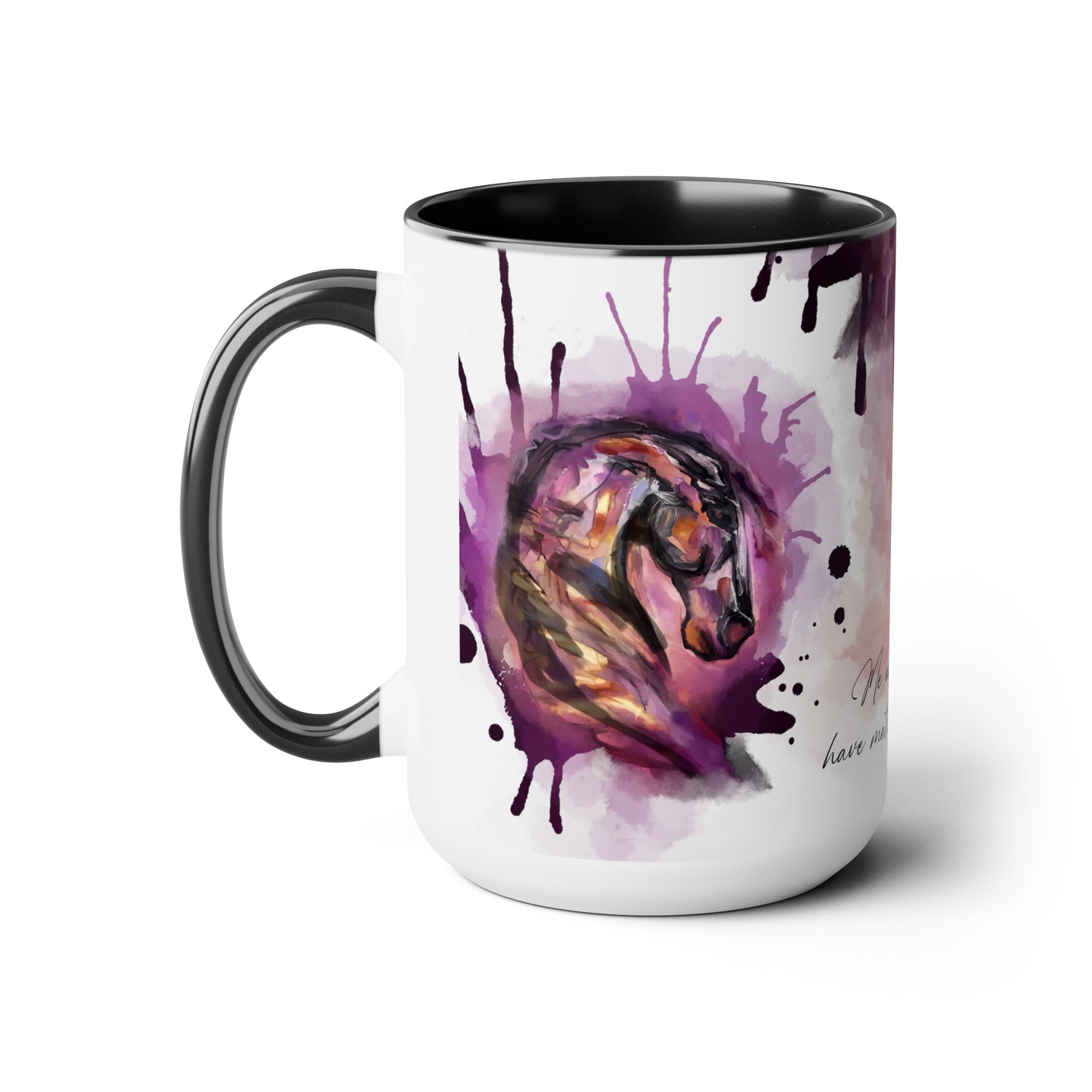Swearing Raunchy Mare Horse Watercolor art. Horse Lover Gift -Two-Tone Coffee Mug 15oz