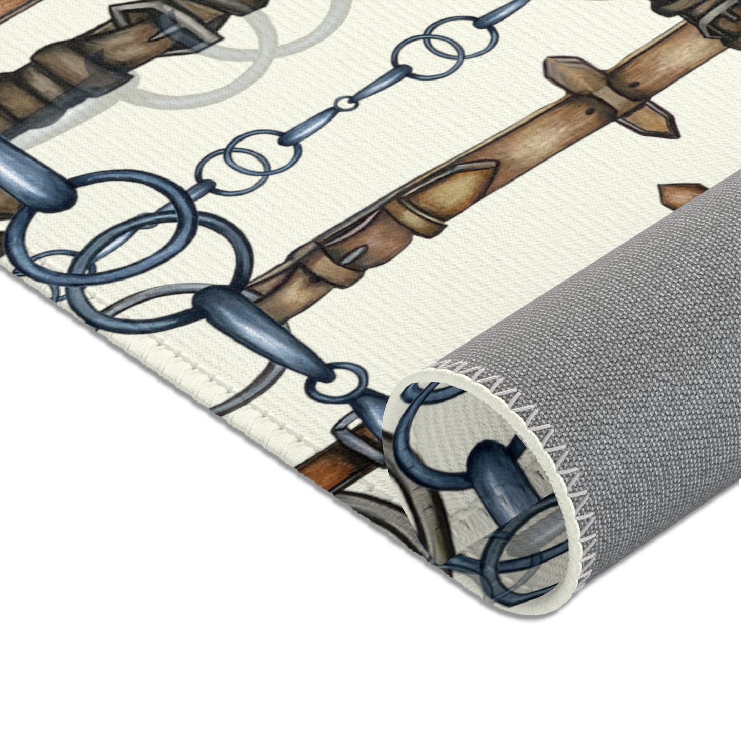Equestrian Snaffle Bit Pattern Area Rug - Show Stall Mat - Tack Room Rug - Horse Lovers Gift