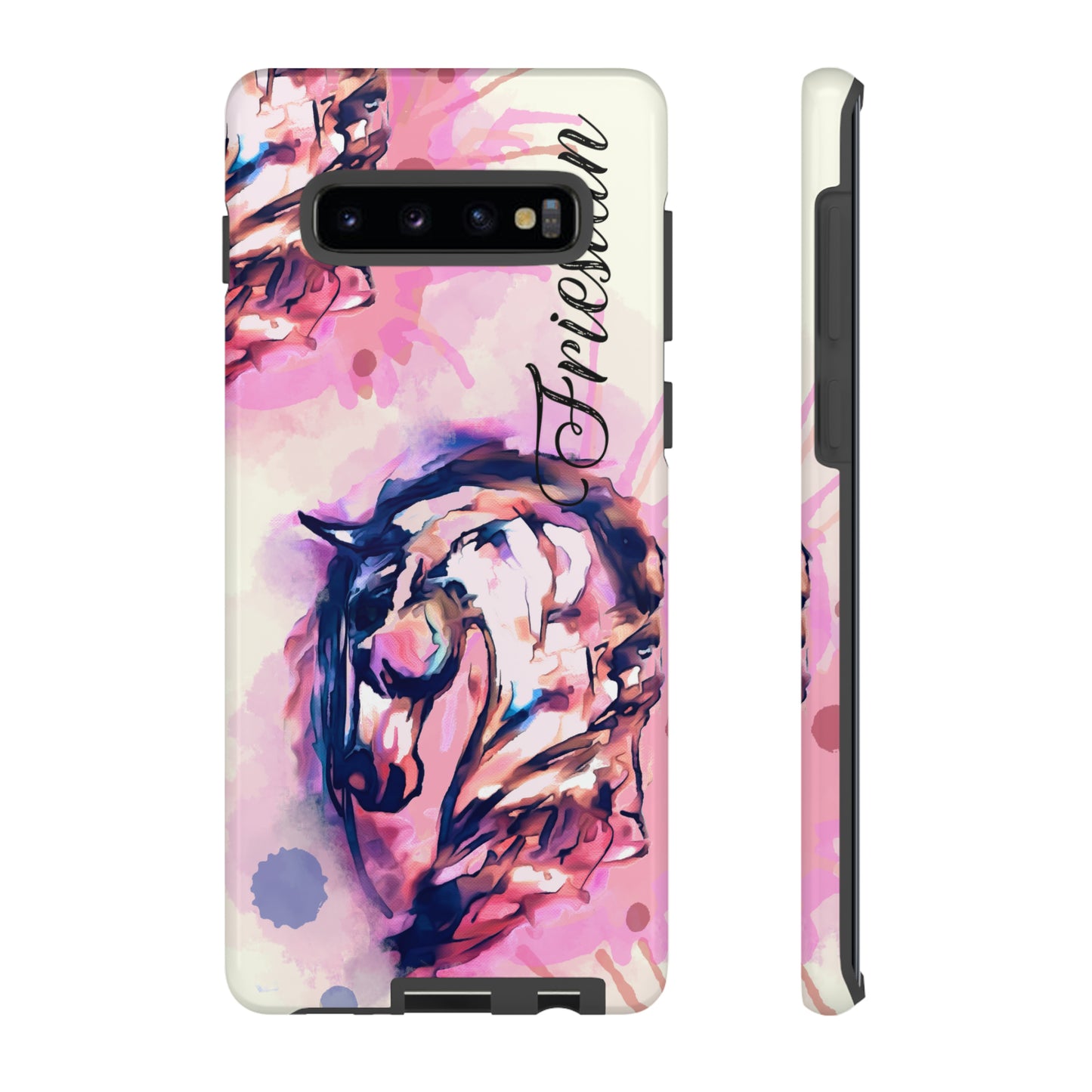 Friesian Watercolor Flower crown Horse Horse Lover Gift Study Tough Case Phone Case.