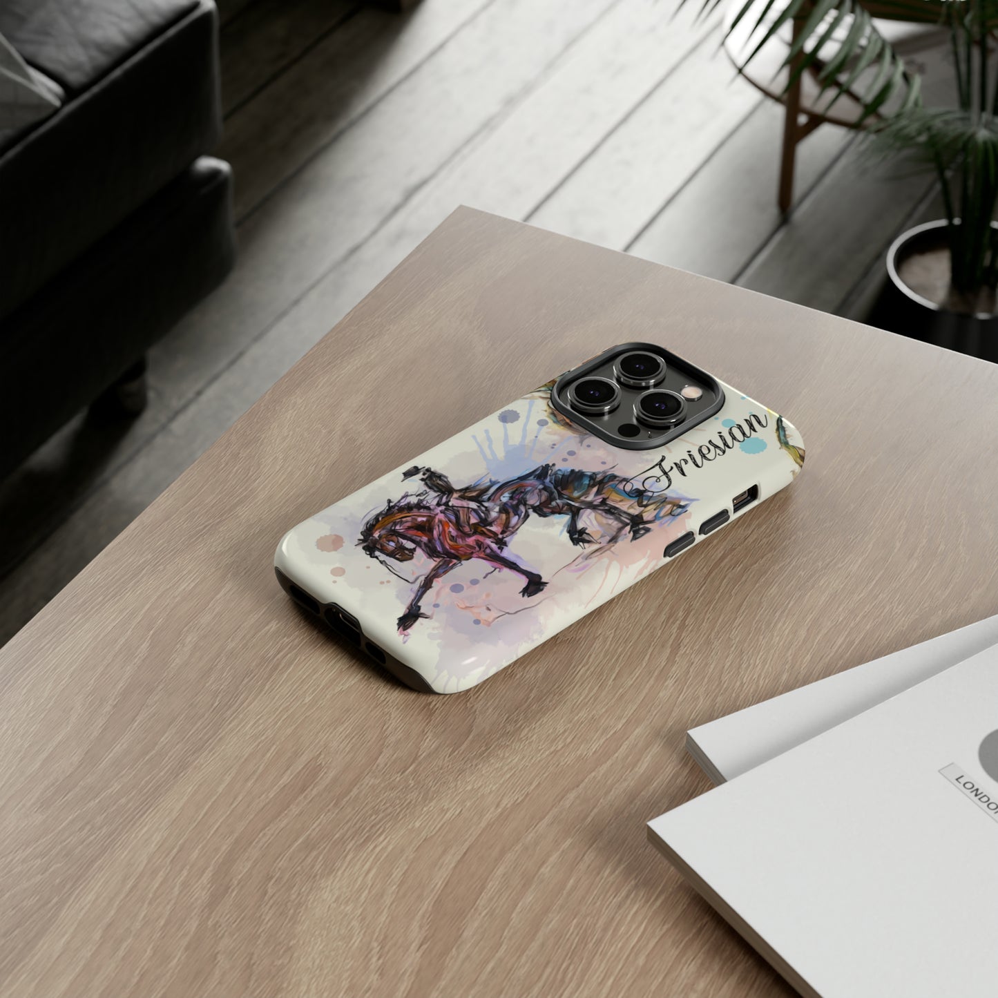 Friesian Watercolor Horse Horse Lover Gift Study Tough Case Phone Case.
