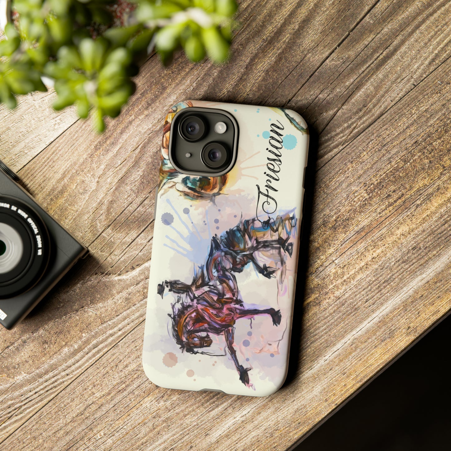 Friesian Watercolor Horse Horse Lover Gift Study Tough Case Phone Case.