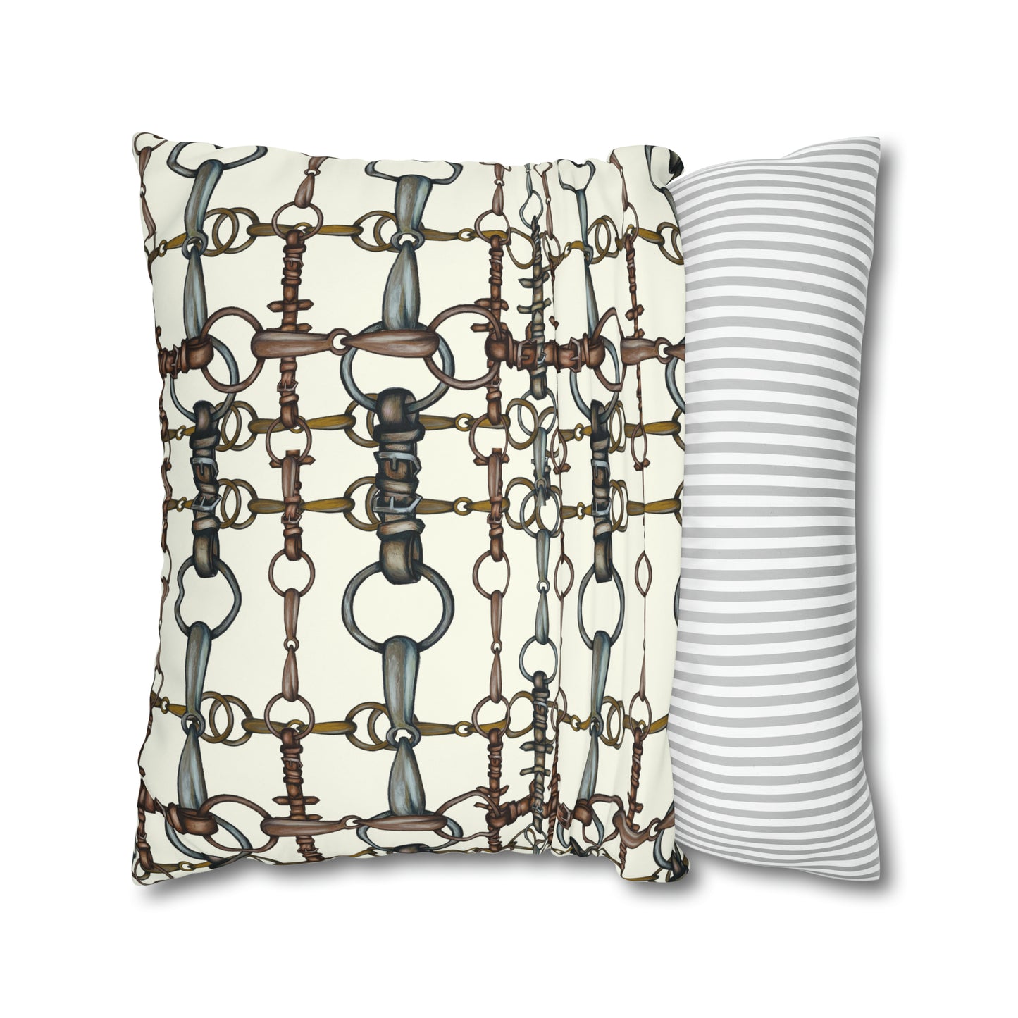 Double sided equestrian bit pattern Polyester Pillowcase 24x24