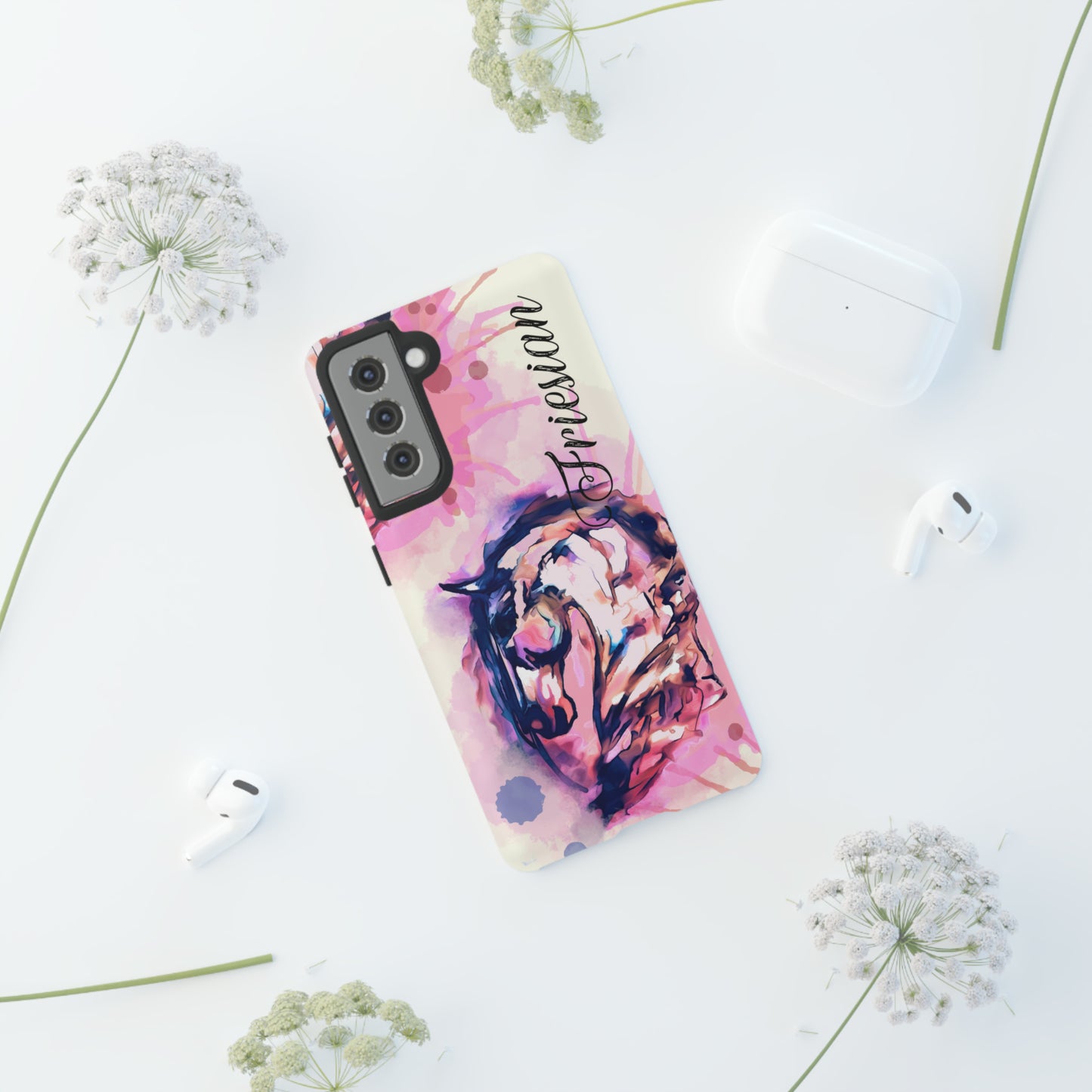 Friesian Watercolor Flower crown Horse Horse Lover Gift Study Tough Case Phone Case.