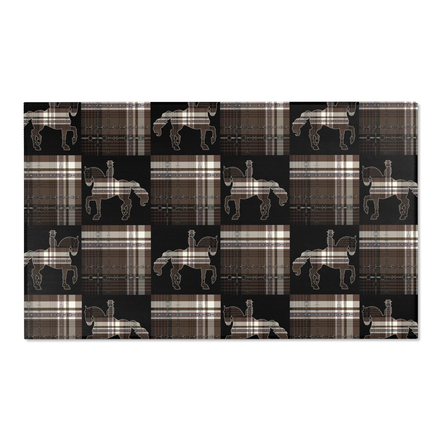 Dressage Piaffe snaffle Bit Plaid Rug - Show Stall Mat - Tack Room Rug - Horse Lovers Gift - Practice your Test Dressage Rug