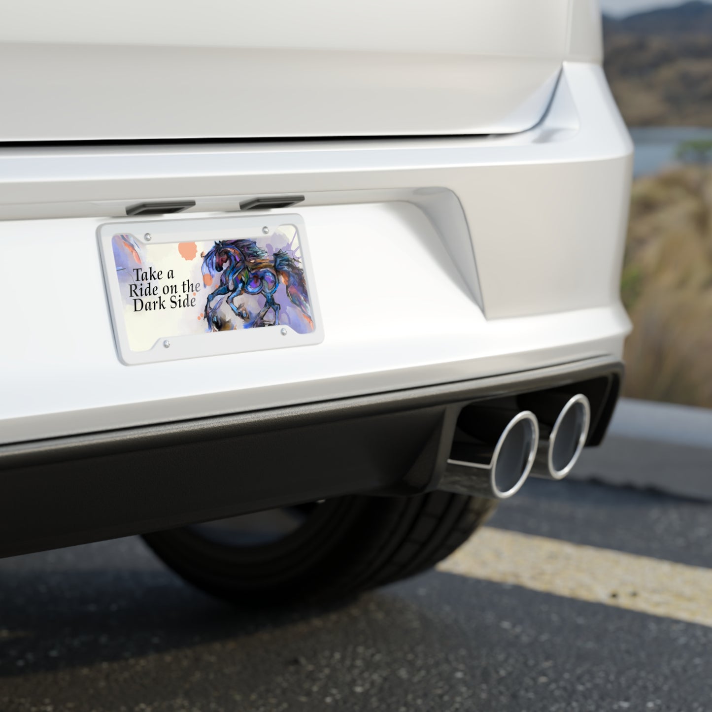 Dark Horse Friesian Art License Plate