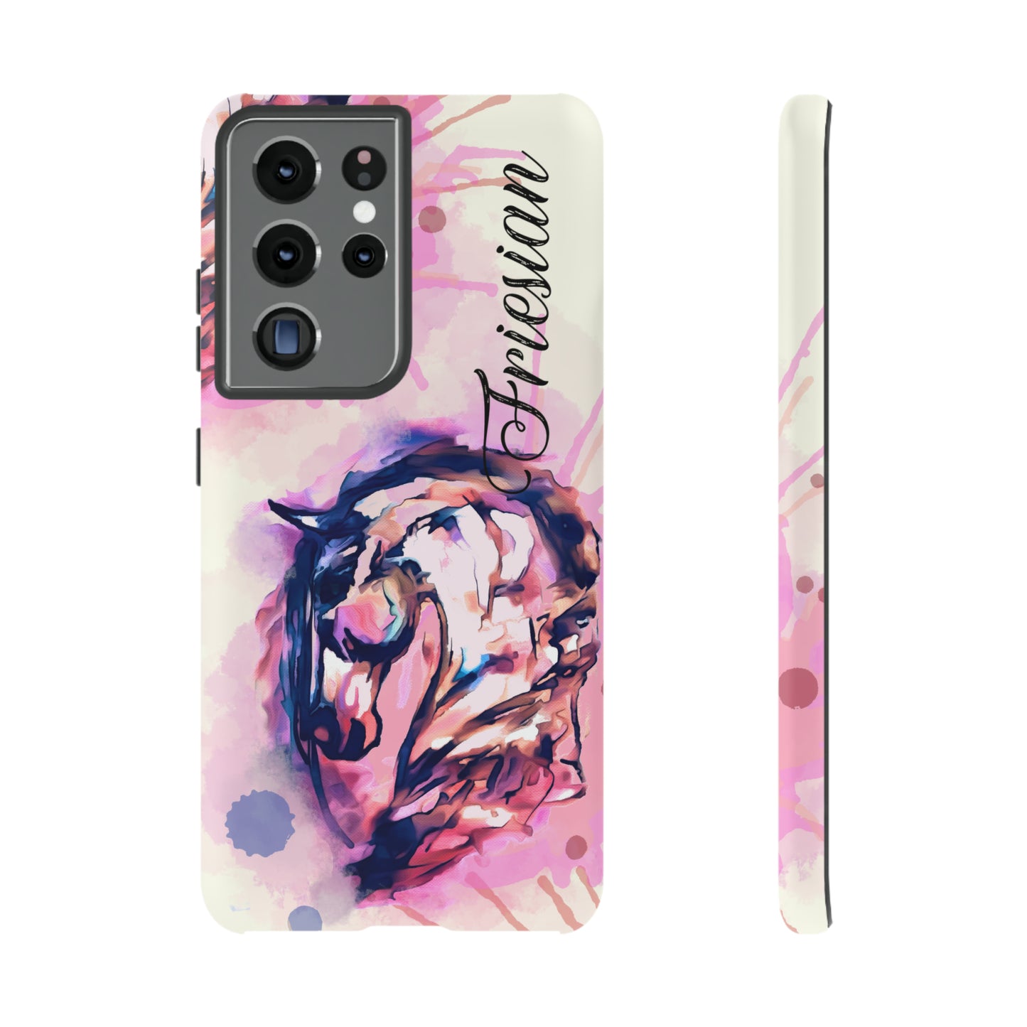 Friesian Watercolor Flower crown Horse Horse Lover Gift Study Tough Case Phone Case.
