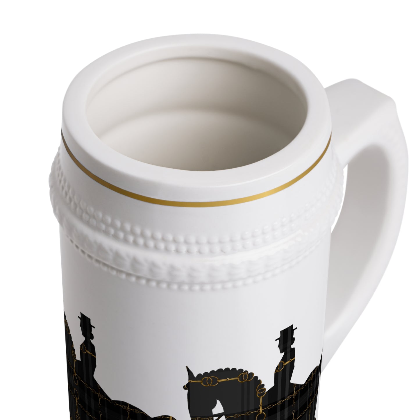Dressage Horse Piaffe Plaid Design Stein Mug trademark pending
