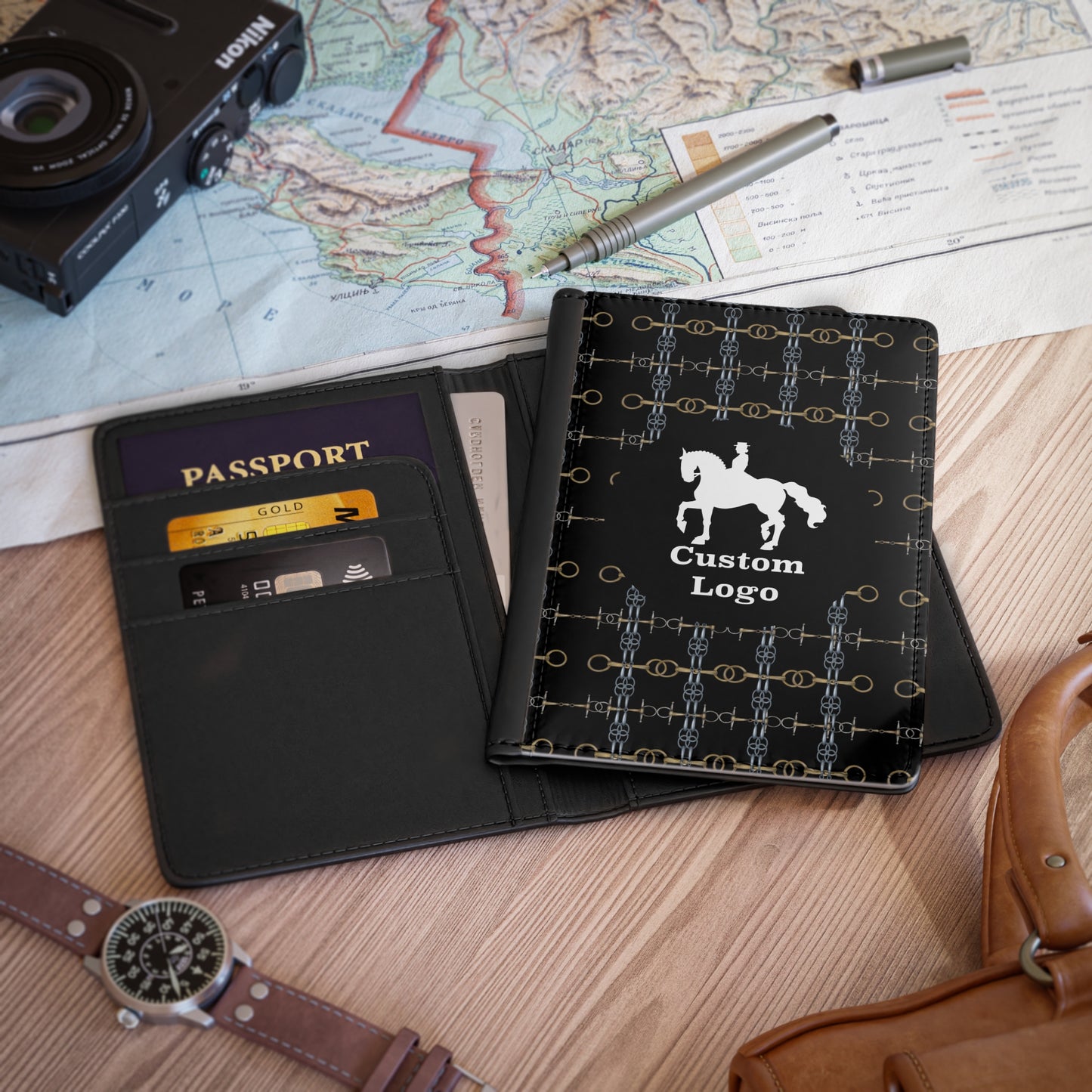 Customizable Equestrian Bit Pattern Passport Cover