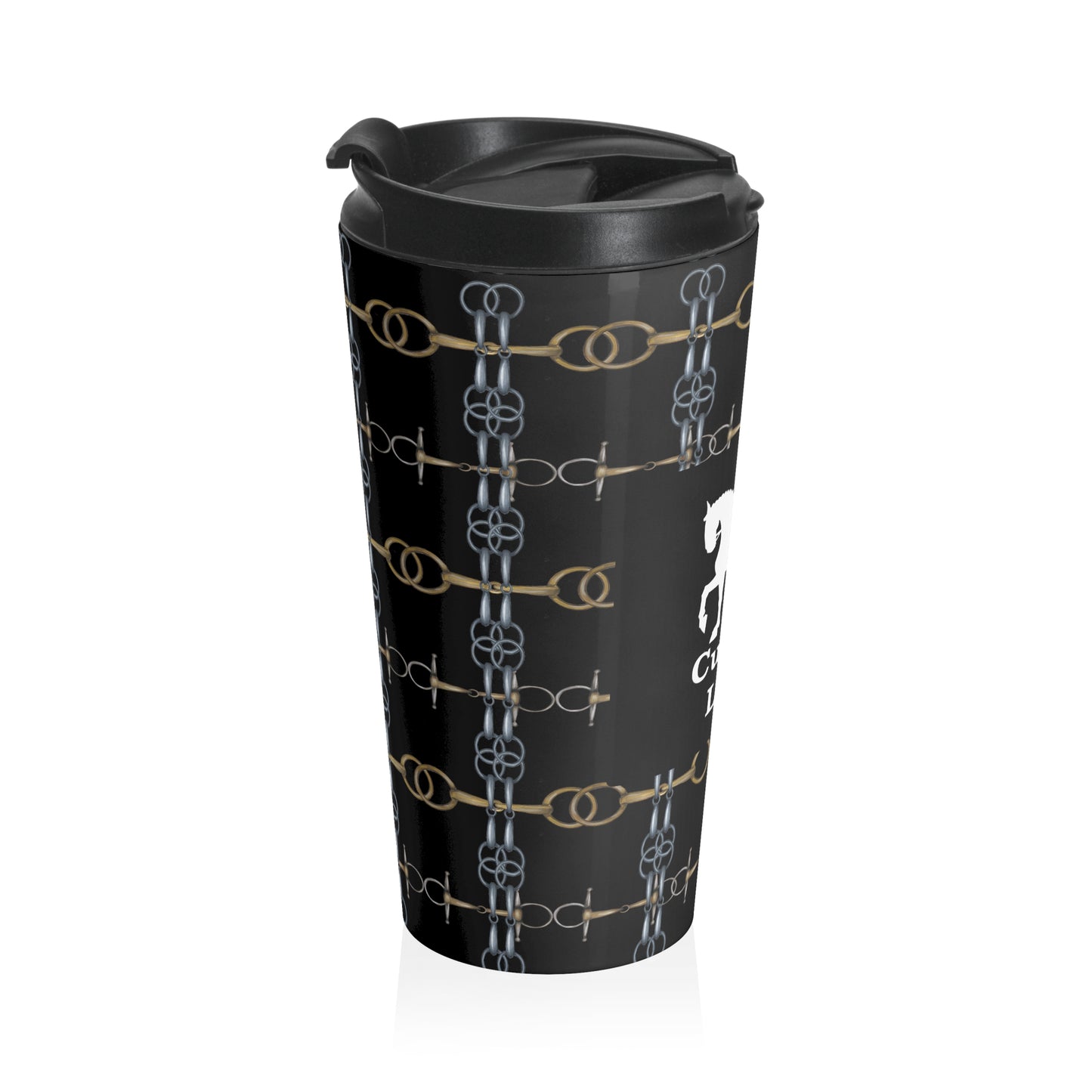 Customizable Black Bit Patten Stainless Steel Travel Mug