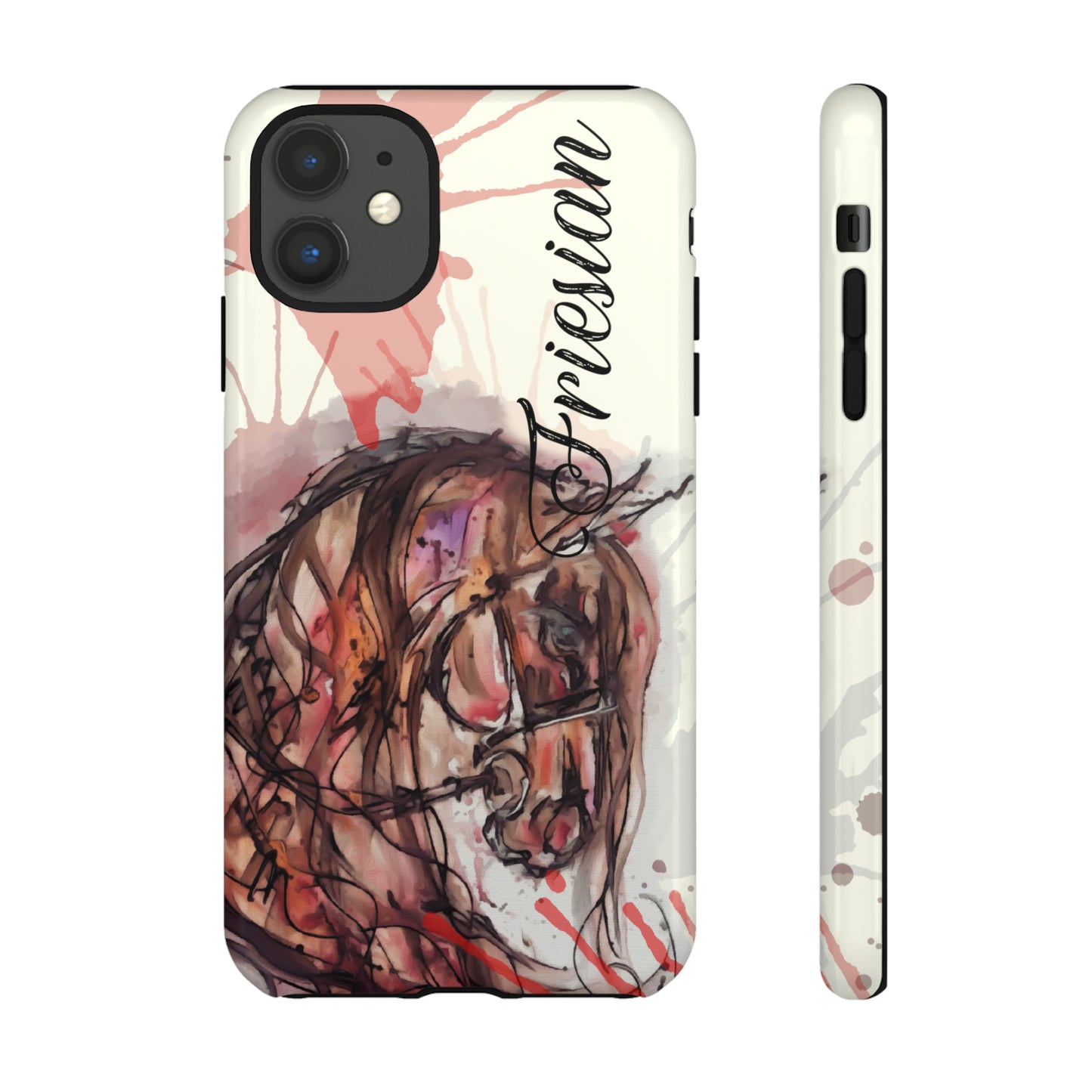 Friesian Watercolor Flower crown Horse Horse Lover Gift Study Tough Case Phone Case.
