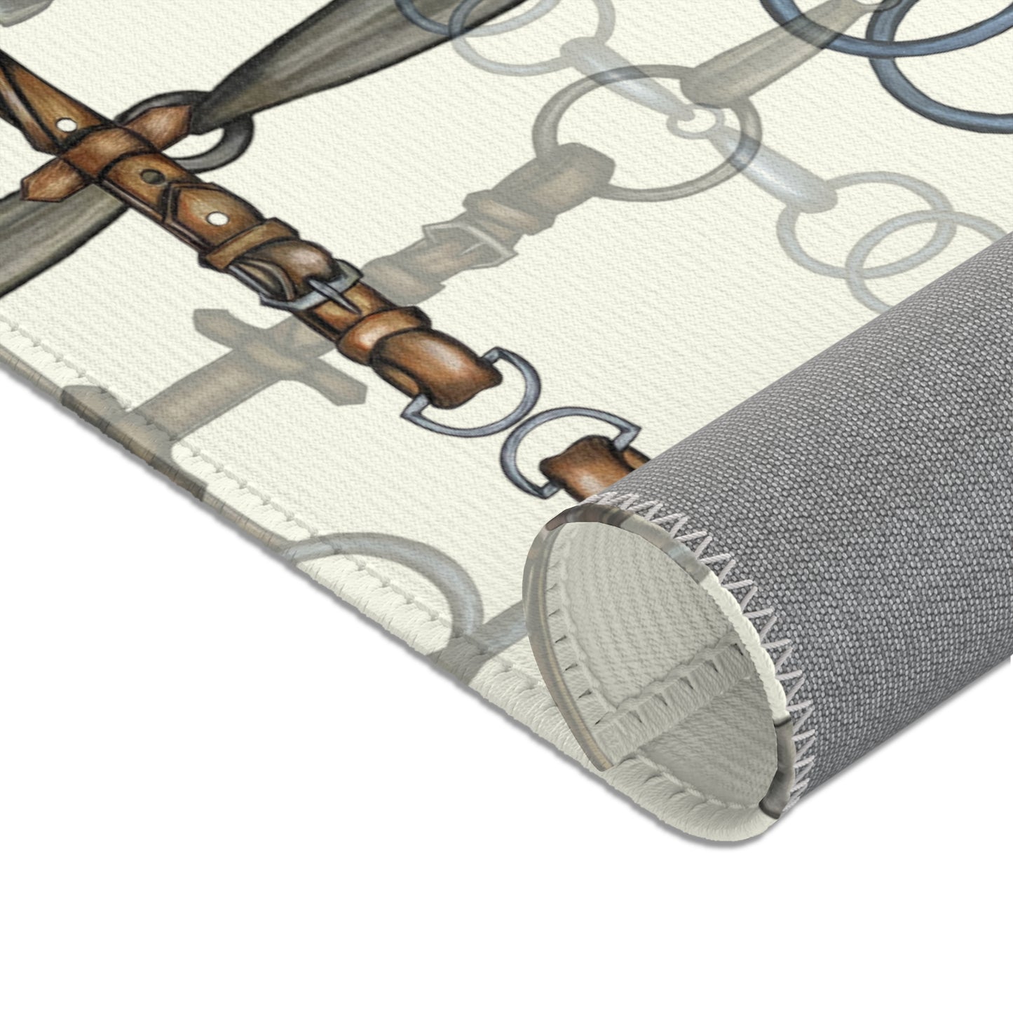 Equestrian Snaffle Bit Pattern Area Rug - Show Stall Mat - Tack Room Rug - Horse Lovers Gift