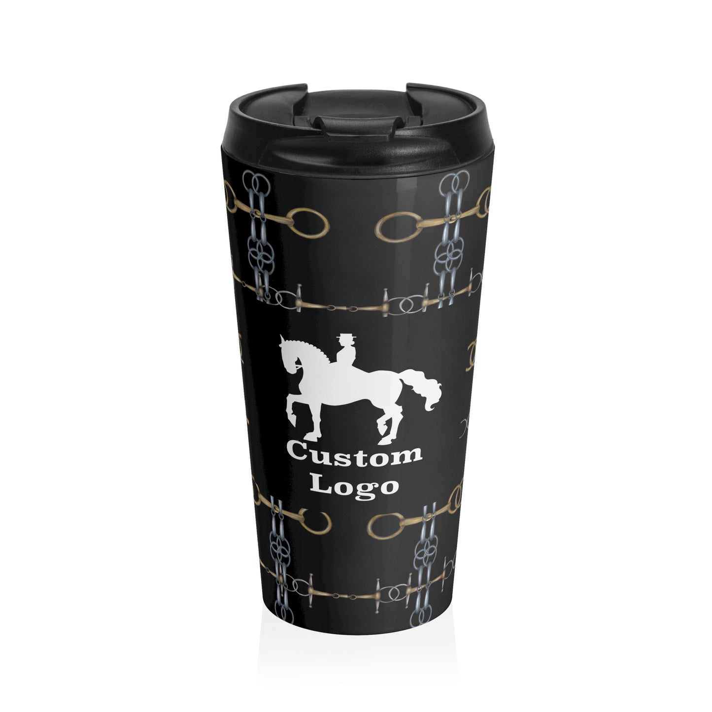 Customizable Black Bit Patten Stainless Steel Travel Mug