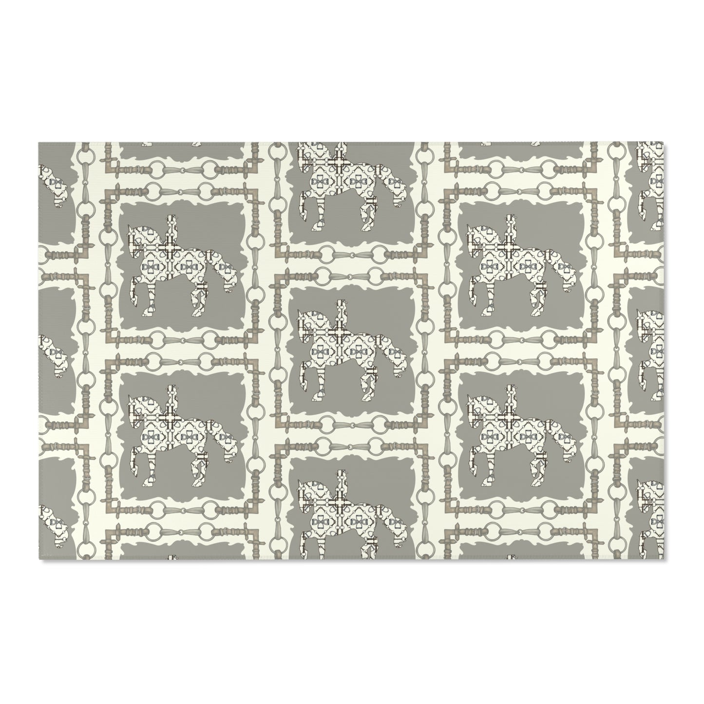 Dressage Equestrian Snaffle Bit Pattern Area Rug - Show Stall Mat - Tack Room Rug - Horse Lovers Gift