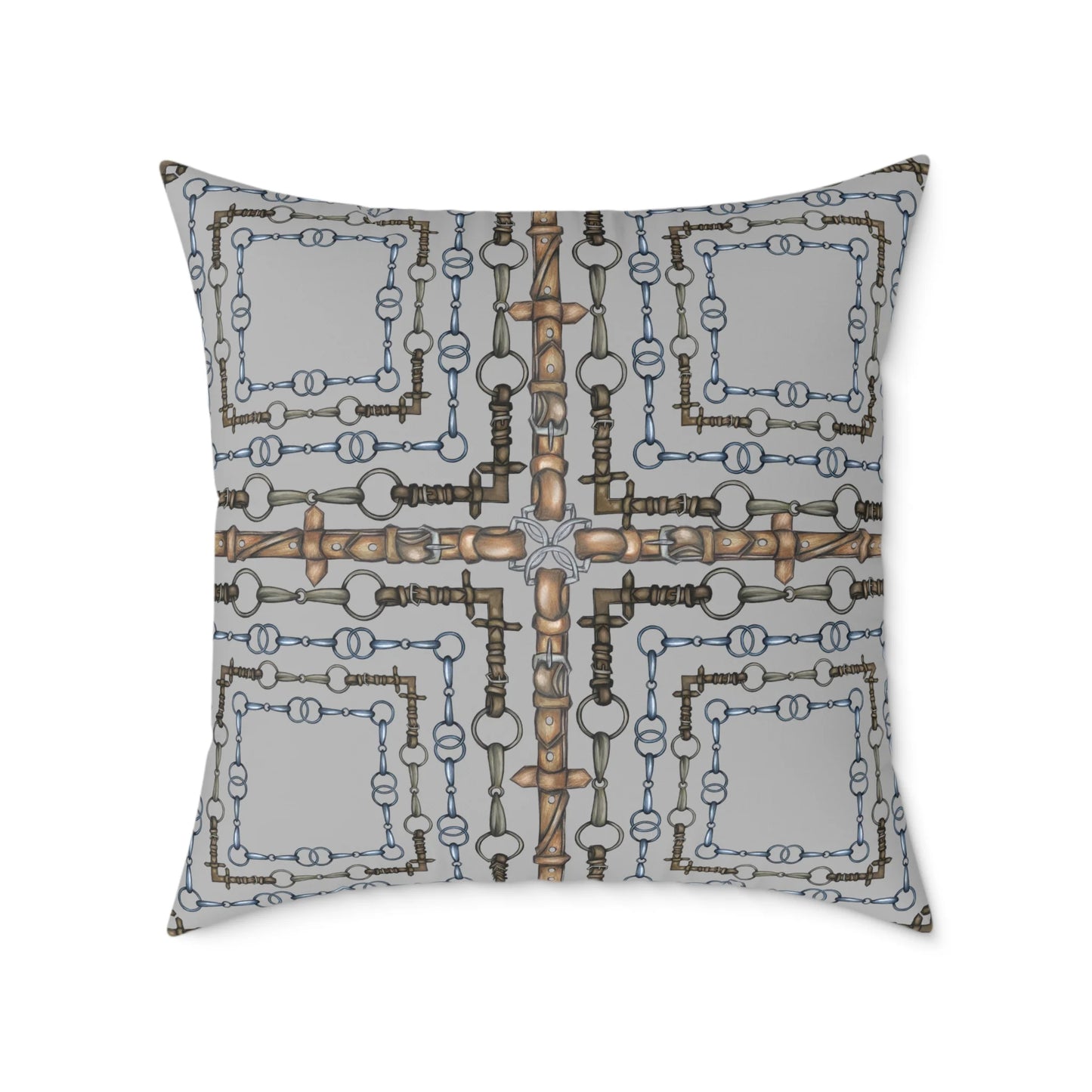 Gray Bit Box Double Sided Equestrian Chaos Bit Pillow Case