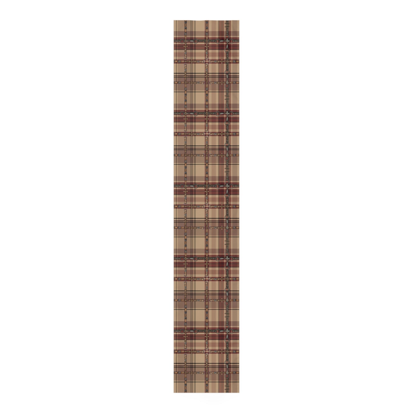 Country Christmas Red Plaid Bit overlay Motif Table Runner copyright Pending