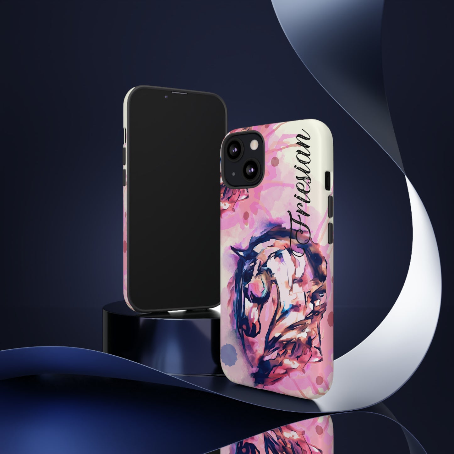 Friesian Watercolor Flower crown Horse Horse Lover Gift Study Tough Case Phone Case.