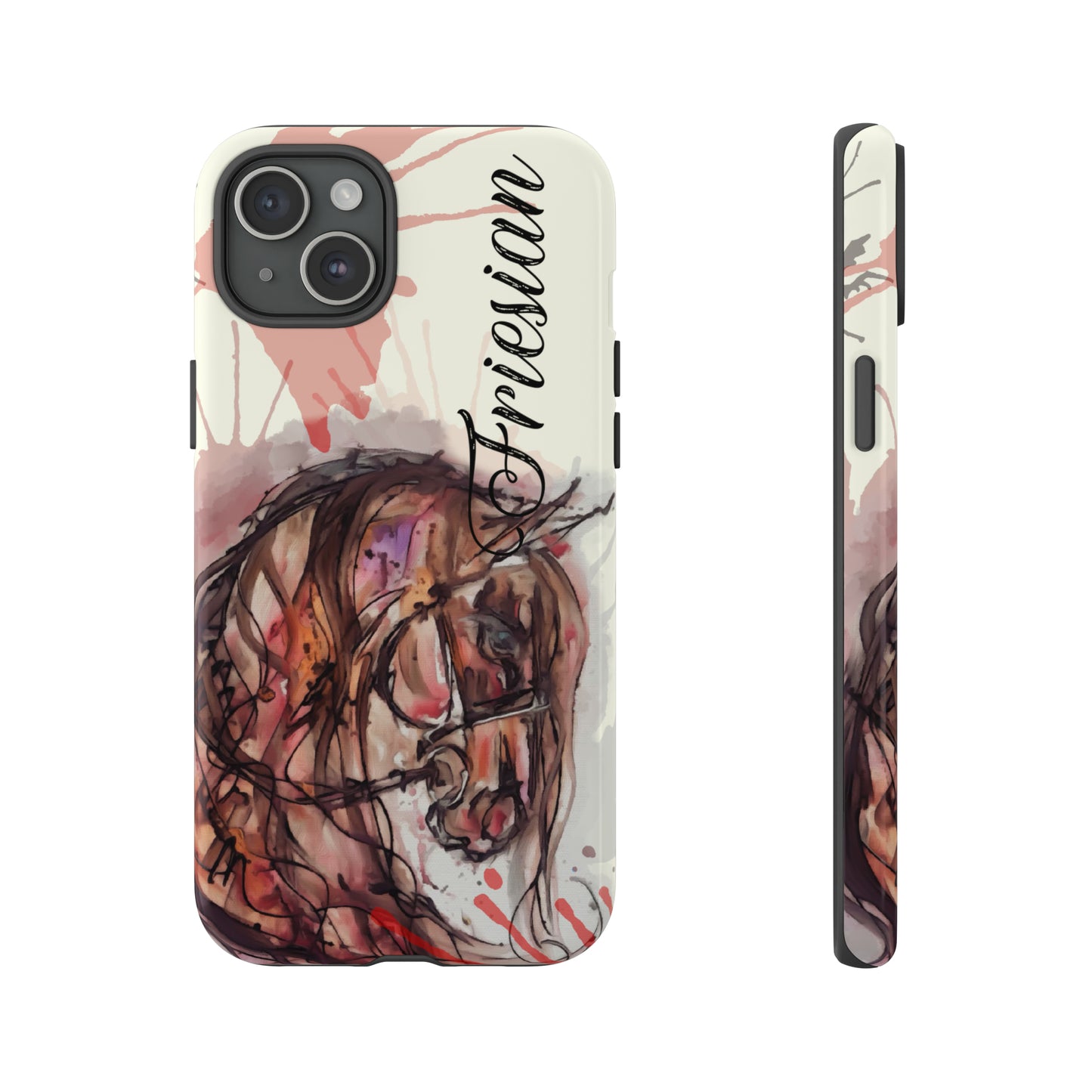 Friesian Watercolor Flower crown Horse Horse Lover Gift Study Tough Case Phone Case.