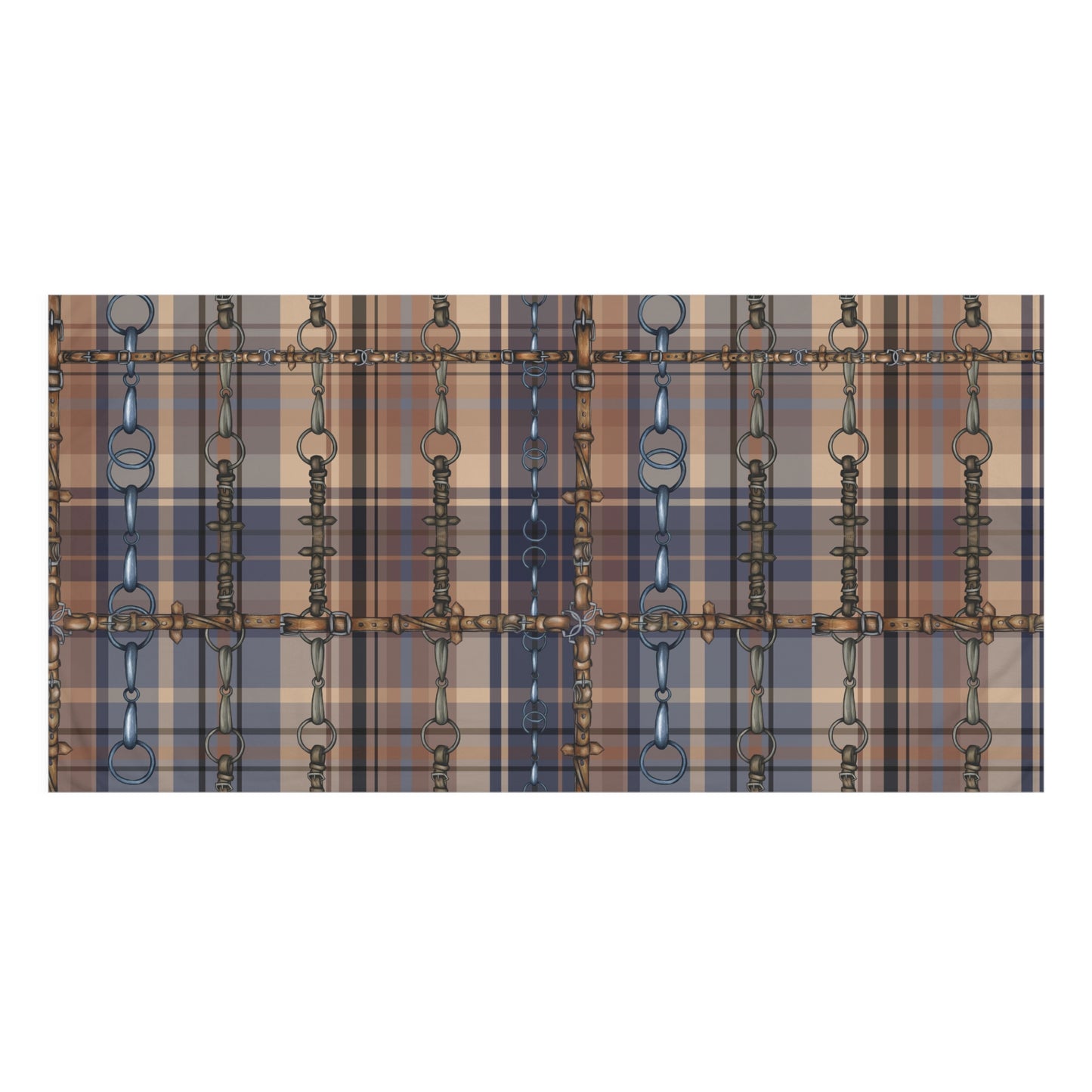 Blue Plaid with my snaffle Bit and reins Artwork Horse Luxury Bath Towel