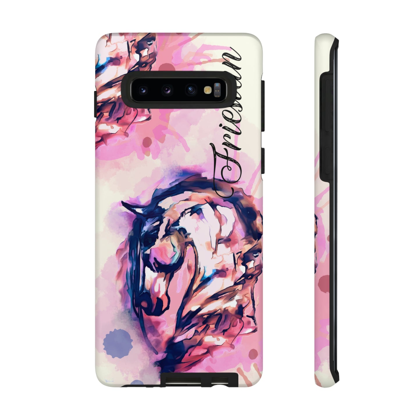 Friesian Watercolor Flower crown Horse Horse Lover Gift Study Tough Case Phone Case.